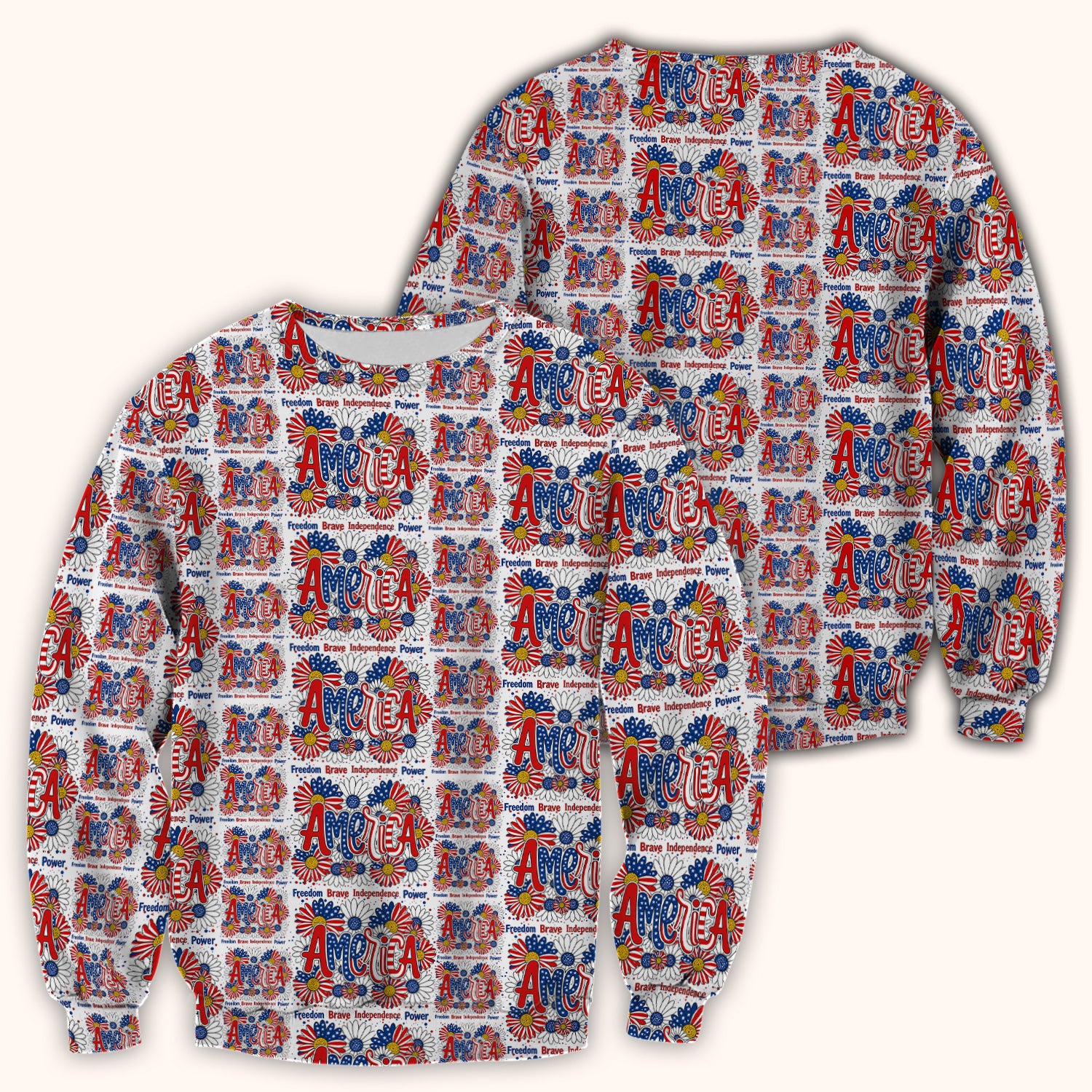 Patriotic America Floral Fireworks Pattern Scrub Top, Comfortable Scrubs for Nurses