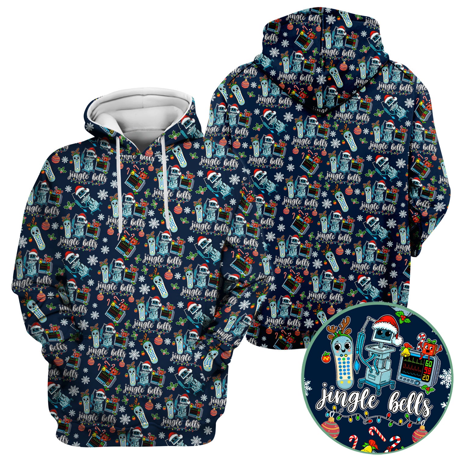 Jingle Bells Christmas Scrub Top - Funny Xmas Scrubs for Nurses - Breathable Fabrics Nursing Uniform for RN CNA LPN