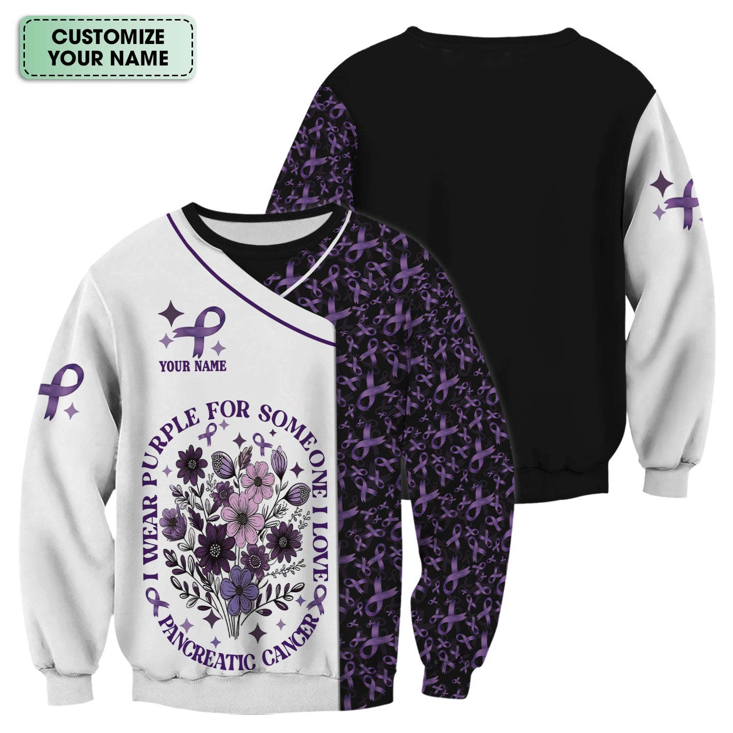 Custom Name Pancreatic Cancer Scrub Top - Awareness Nurse Shirt for Someone I Love - Personalized Gift for Fighters Survivors Supporters