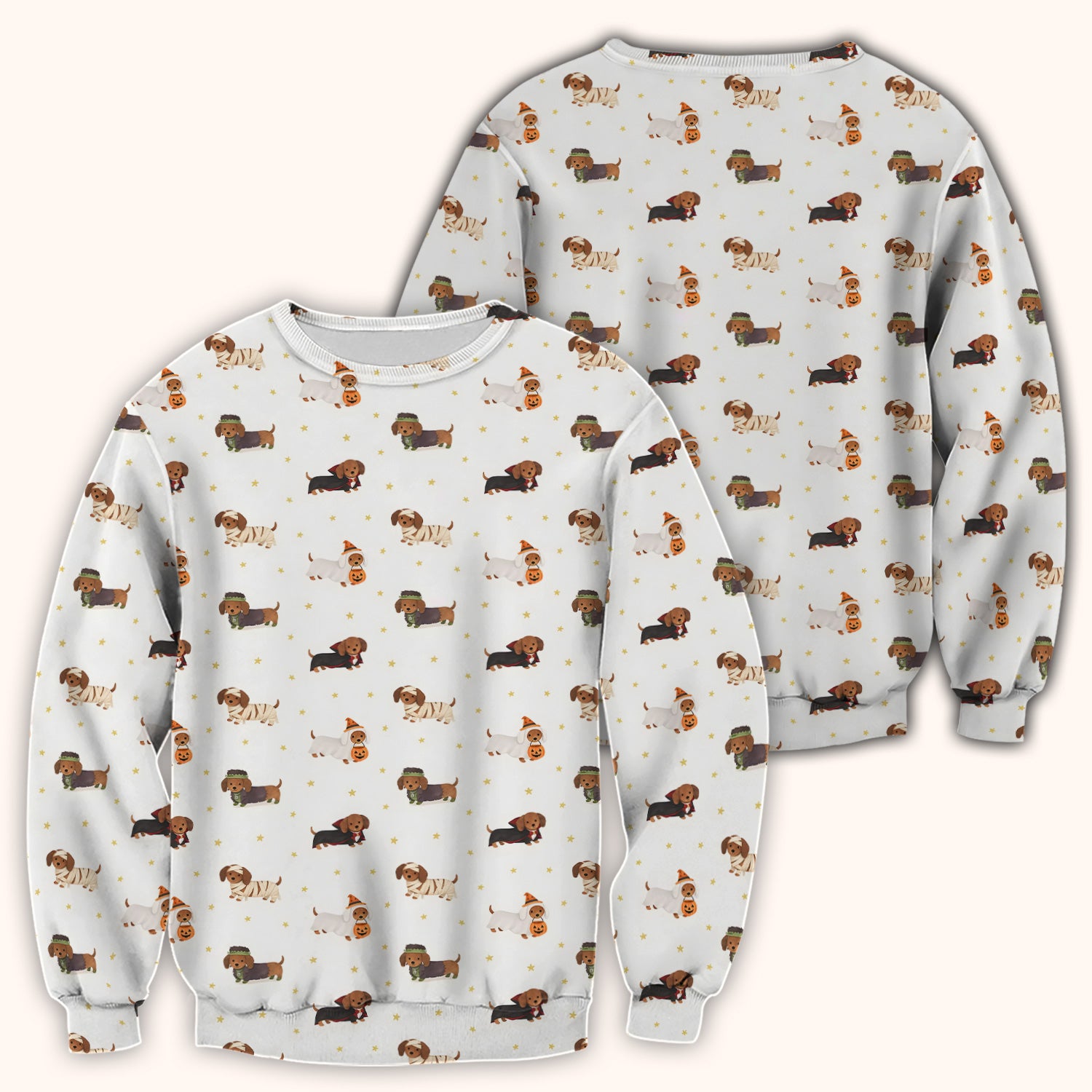Halloween Dachshund Costumes Print Scrub Top, Comfortable Scrubs for Nurses