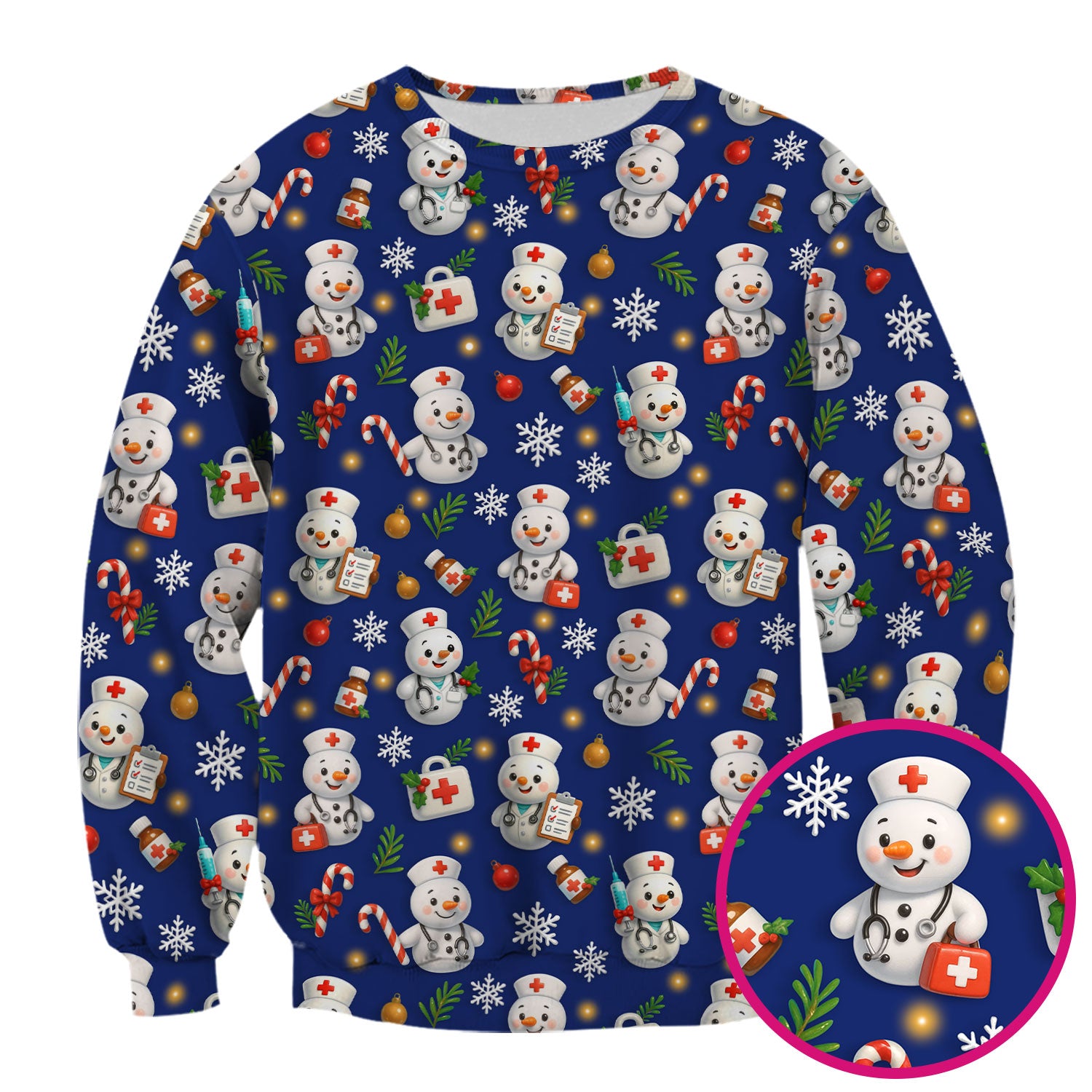 Holiday Nurse Scrub Top Christmas Design - Adorable Snowman Nursing Shirt - Cute Medical Gift for RN LPN CNA Doctors