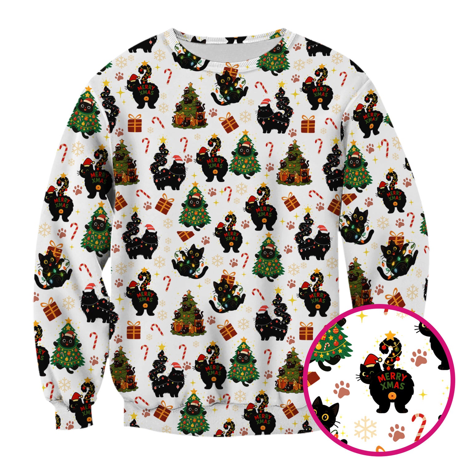 Funny Cat Print Nurse Scrub Top - Christmas Medical Shirt for Women & Men - Cute Holiday Gift Idea for RN CNA Doctor Scrubs