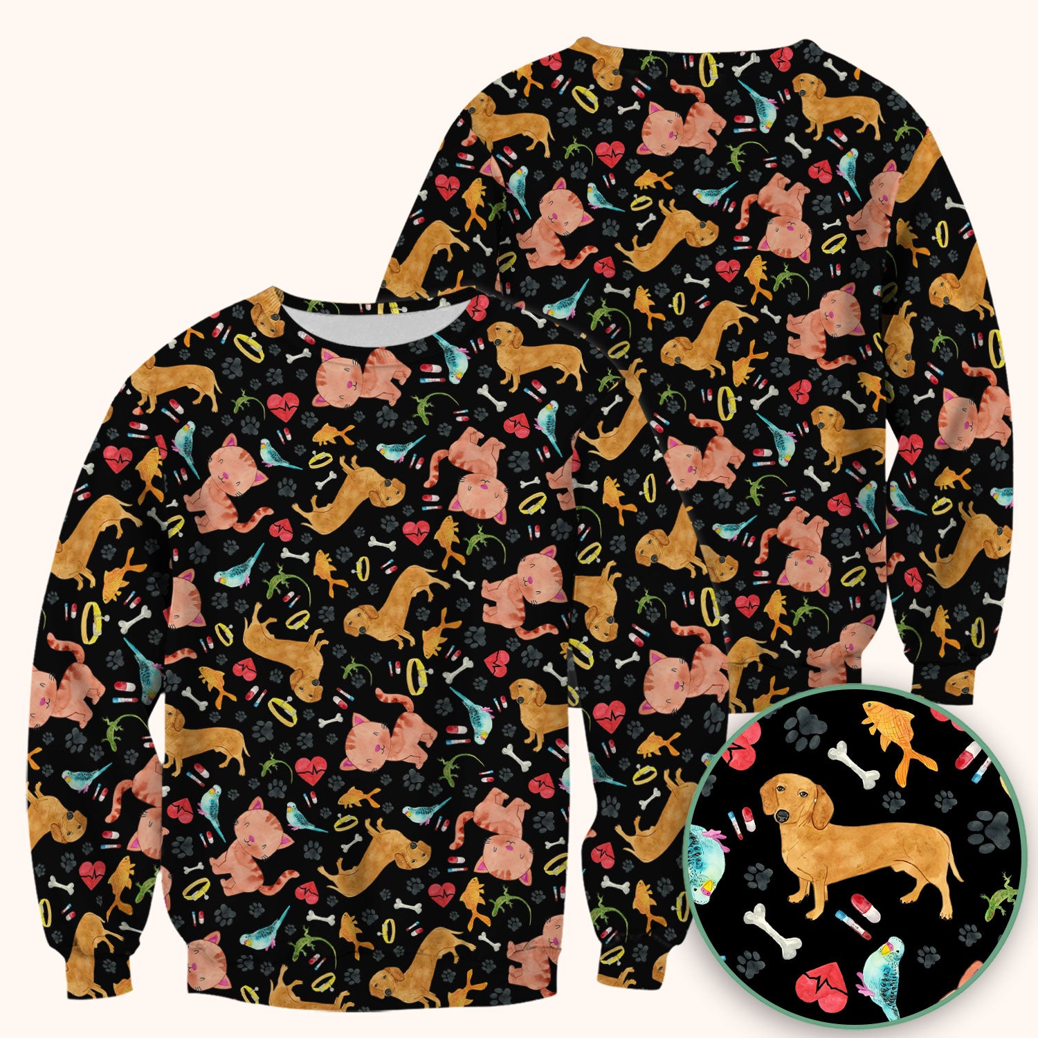 Cute Cat Dog Scrub Top - Animal Lover Medical Uniform - Funny Veterinary Nurse Shirt for Women RN CNA LPN