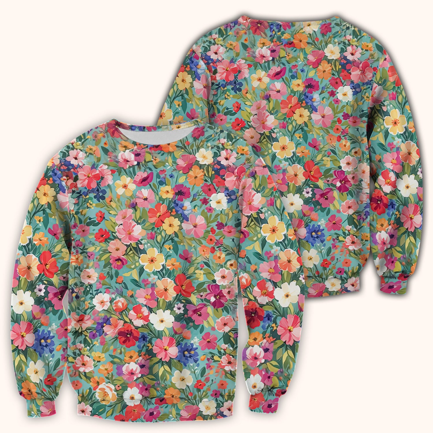 Colorful Wildflower Garden Bloom Scrub Top, Comfortable Scrubs for Nurses