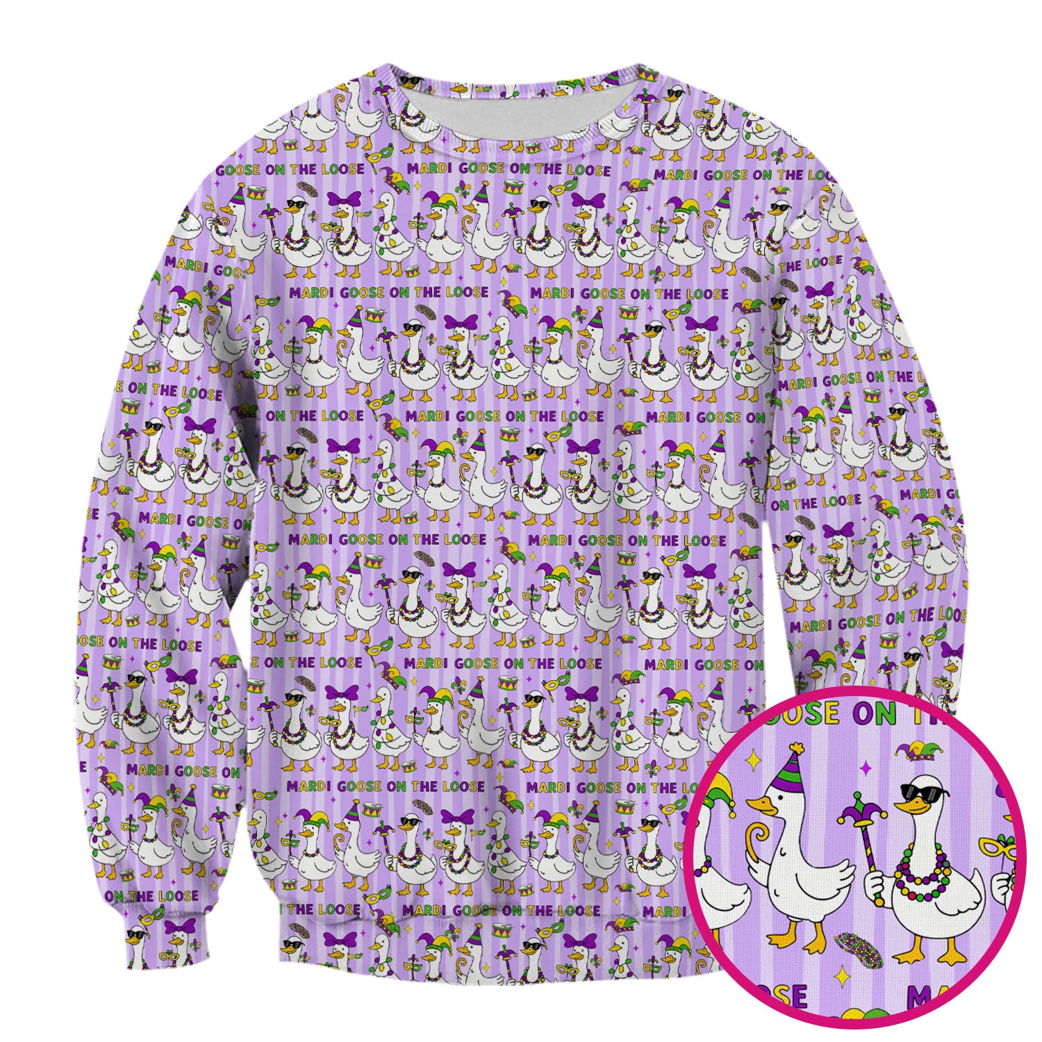Mardi Gras Goose Nurse Scrub Top, Funny Carnival Medical Pattern Nurse Shirt, Breathable Fabrics Nursing Uniform