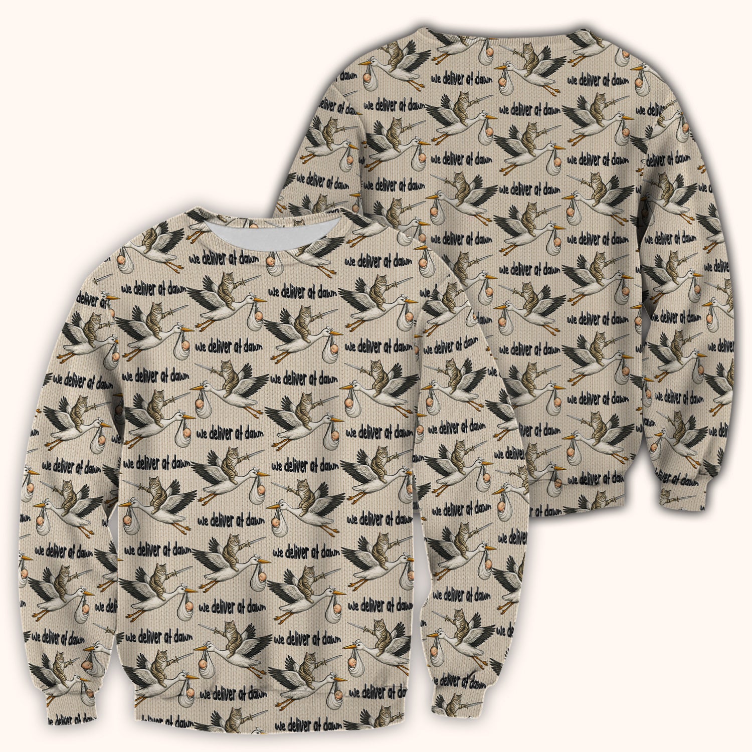 Funny Stork Cat Delivery Pattern Scrub Top, Comfortable Scrubs for Nurses