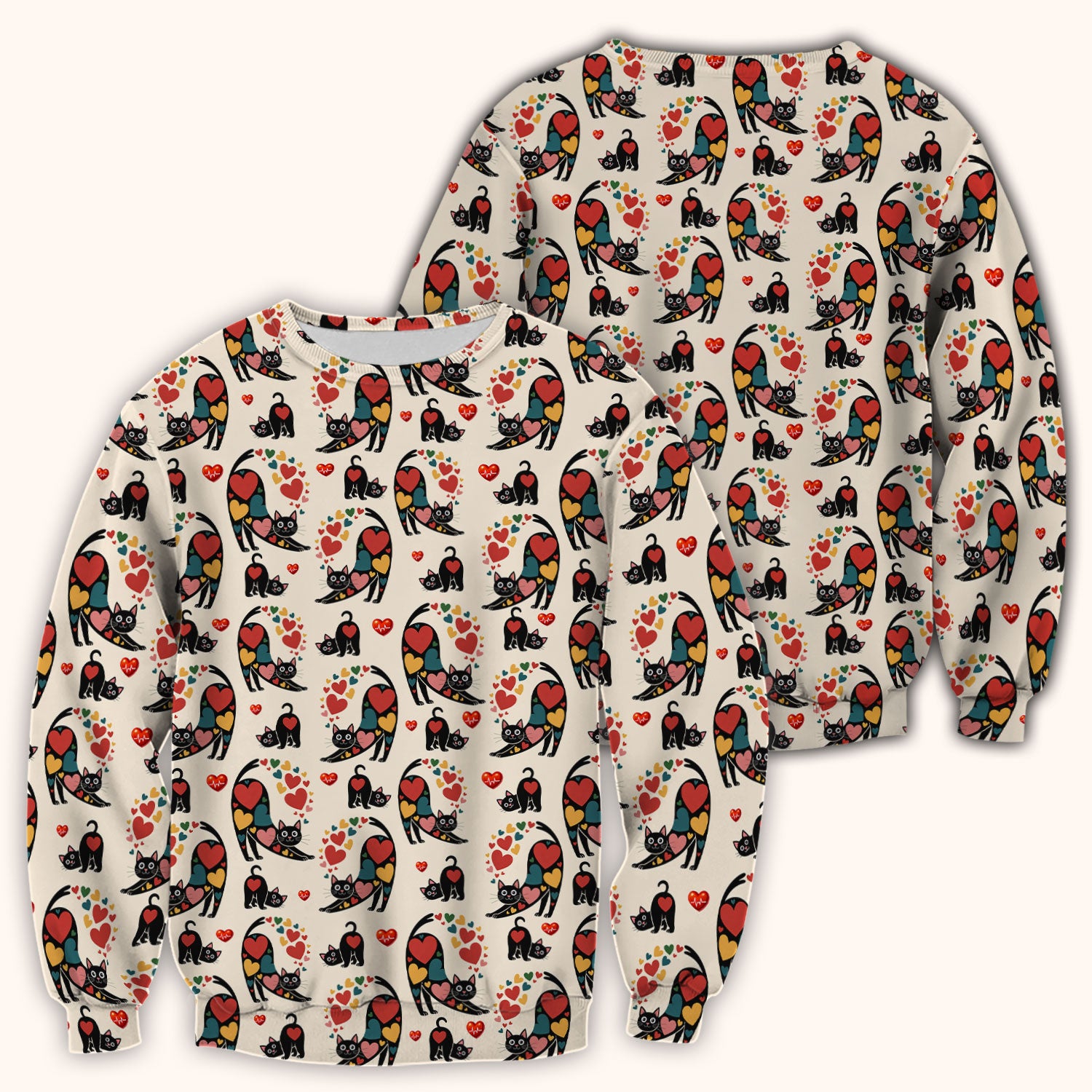 Playful Cat Valentine Heart Print Nurse Scrub Top, Comfortable Scrubs for Nurses