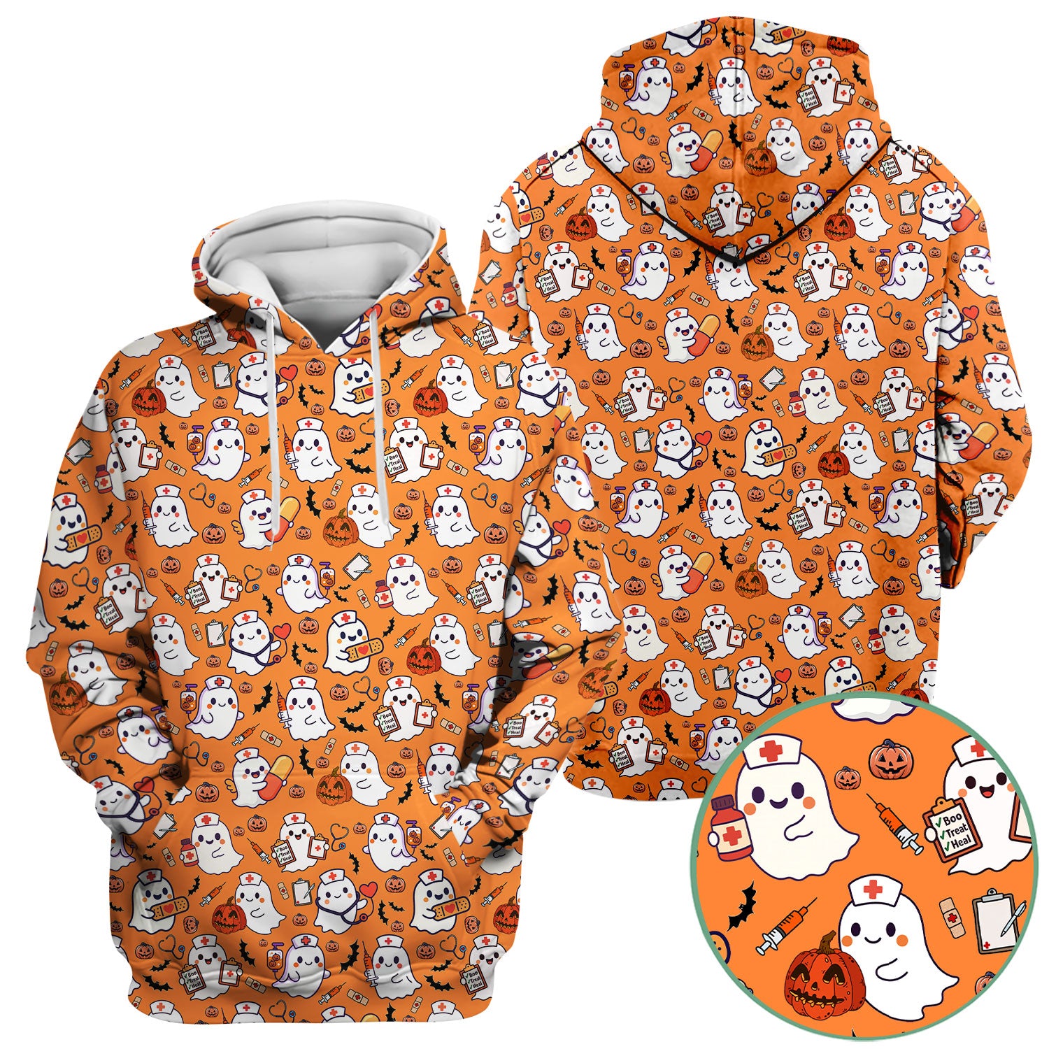 Halloween Scrubs for Women - Pumpkin Shirt - Comfortable Scrubs for Nurses - Breathable Fabrics Nursing Uniform - Holiday Gift for Her