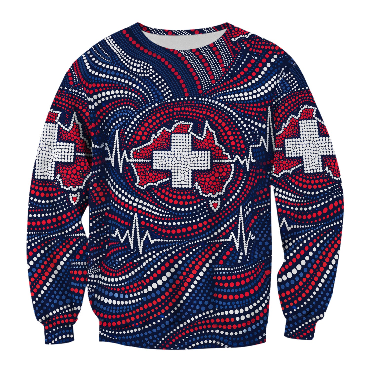 Dot Art Medical Cross Heartbeat Print Scrub Top, Comfortable Scrubs for Nurses