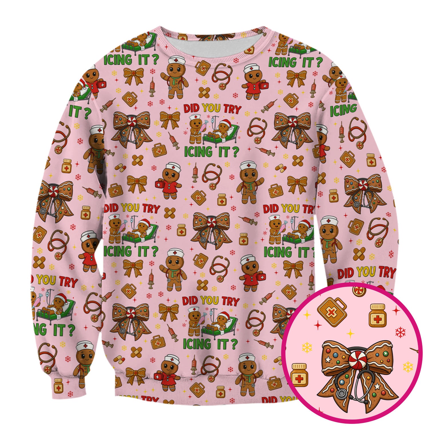 Funny Nurse Christmas Shirt - Gingerbread Icing It Scrub Top - Cute Holiday Gift Idea for RN LPN CNA Women