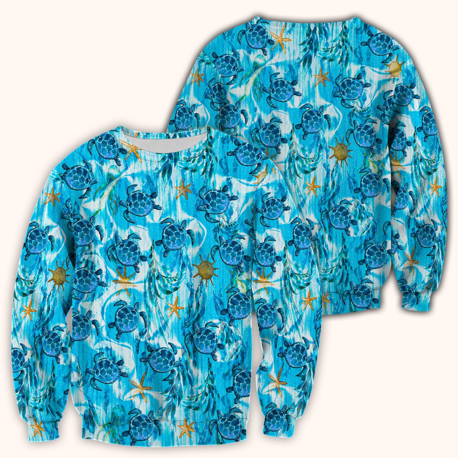 Coastal Marine Life Print Scrub Top, Comfortable Scrubs for Nurses