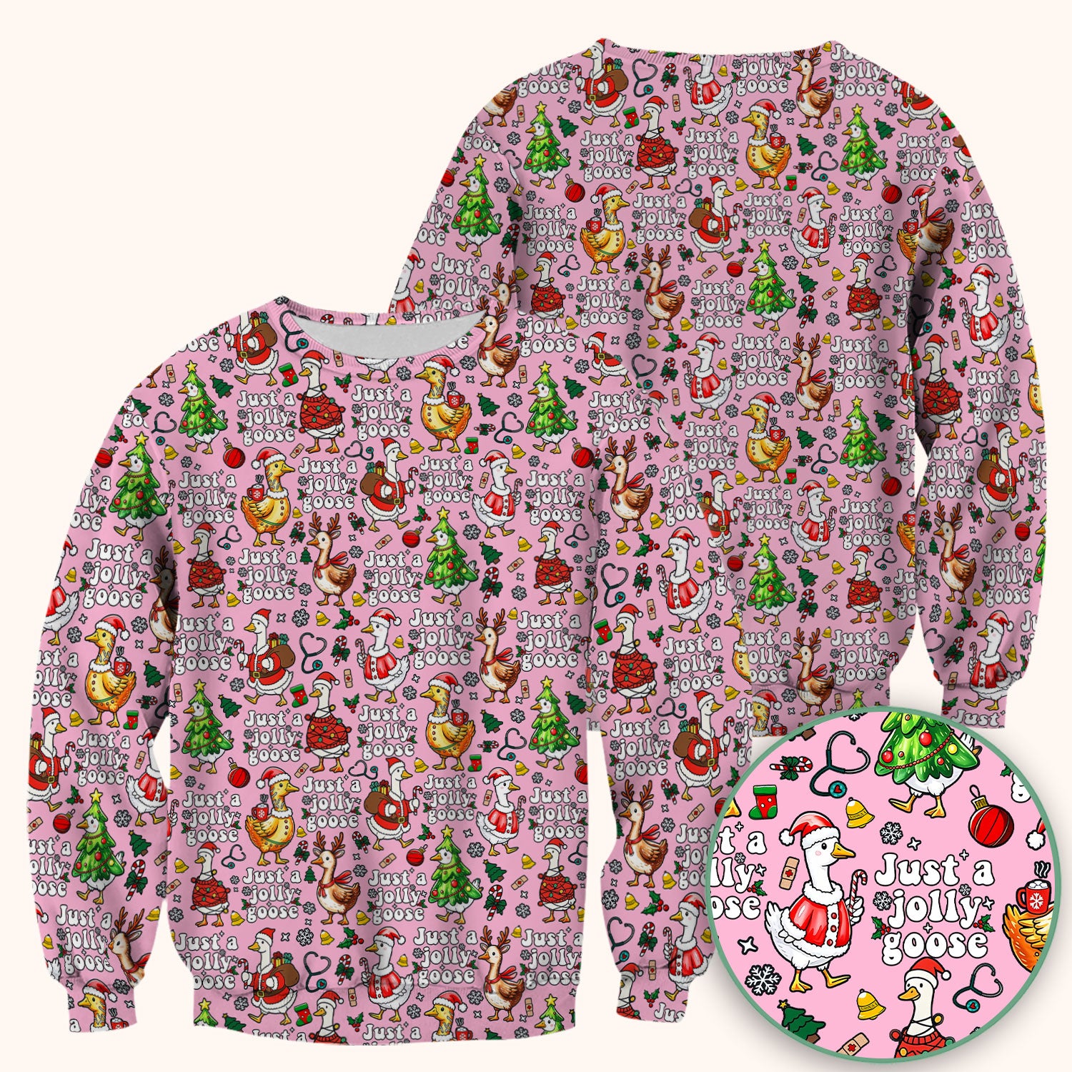 Christmas Goose Scrub Top for Nurse - Funny Jolly Holiday Medical Shirt for Women