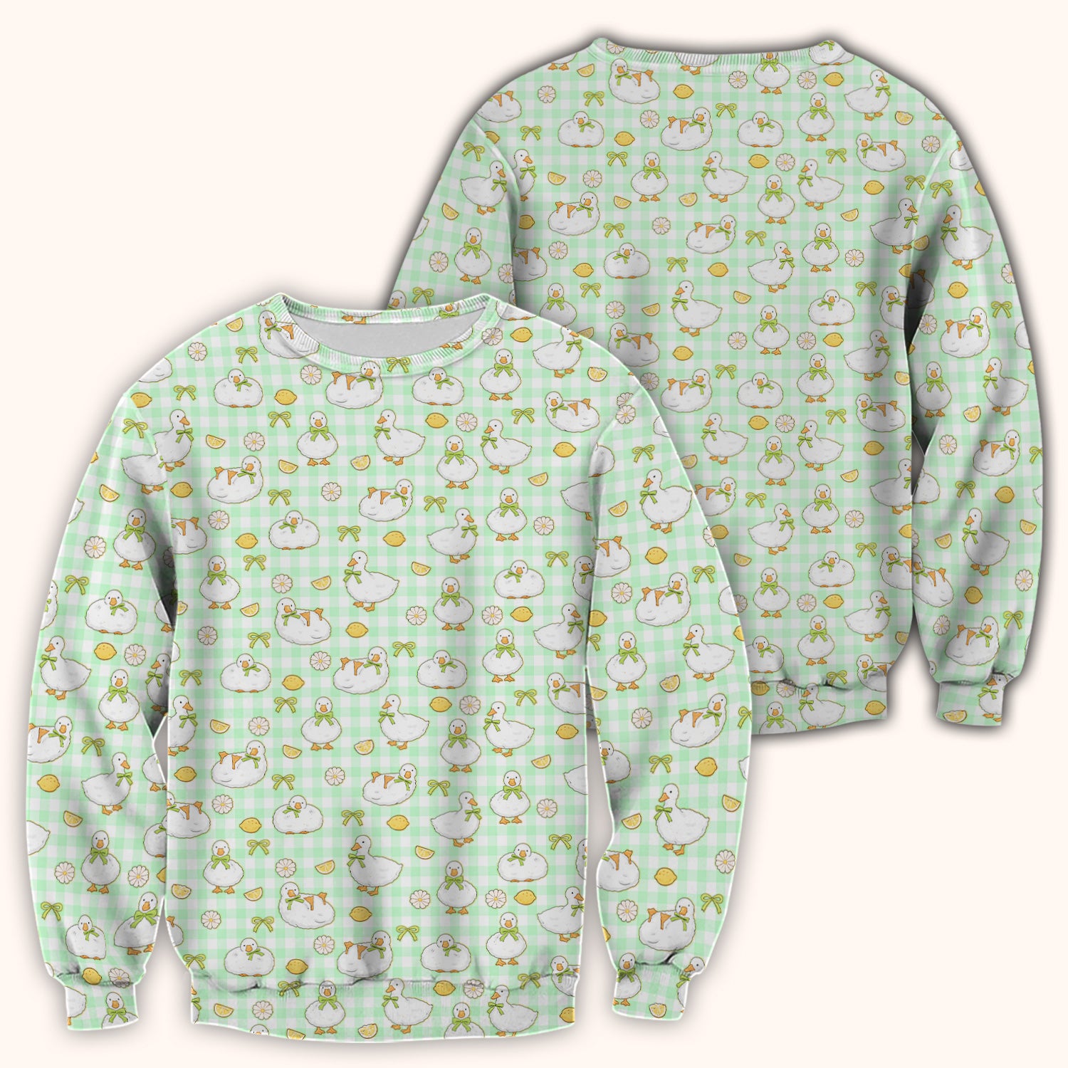 Adorable Ducks Lemon Daisy Pattern Scrubs Top, Comfortable Scrubs for Nurses