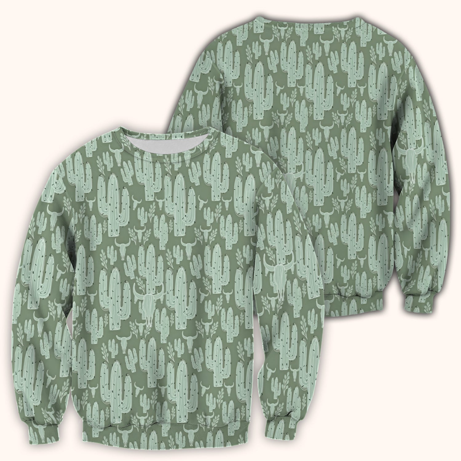 Funny Desert Cactus Skull Pattern Scrub Top, Comfortable Scrubs for Nurses