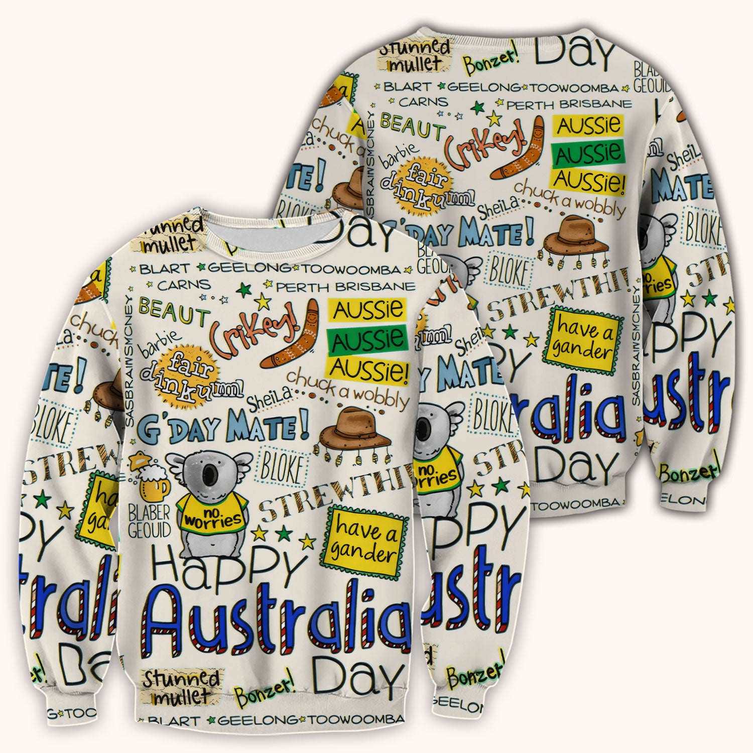 Cute Cartoon Koala Australia Pattern Scrub Top, Breathable Fabrics Nursing Uniform