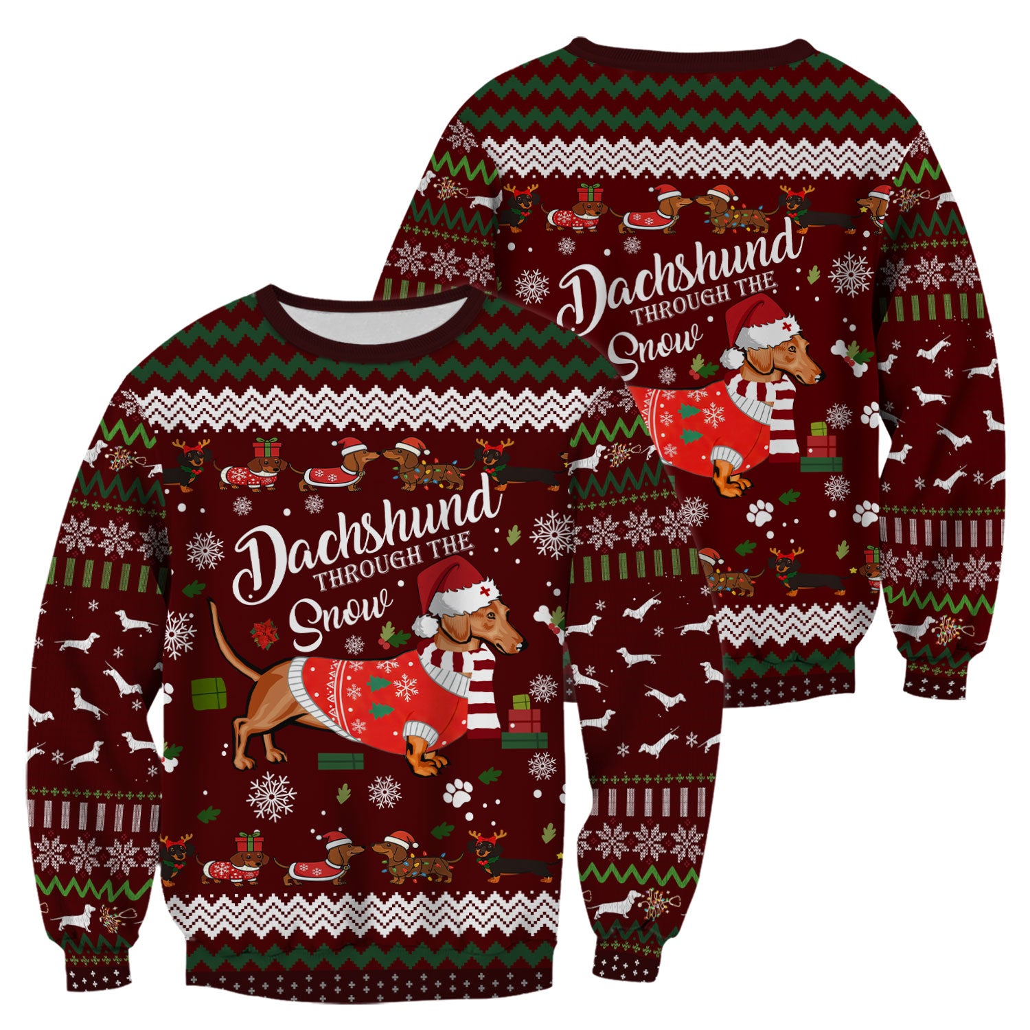 Dachshund Through the Snow - Funny Christmas Scrub Top - Wiener Dog Lover Gift - Holiday Medical Uniform