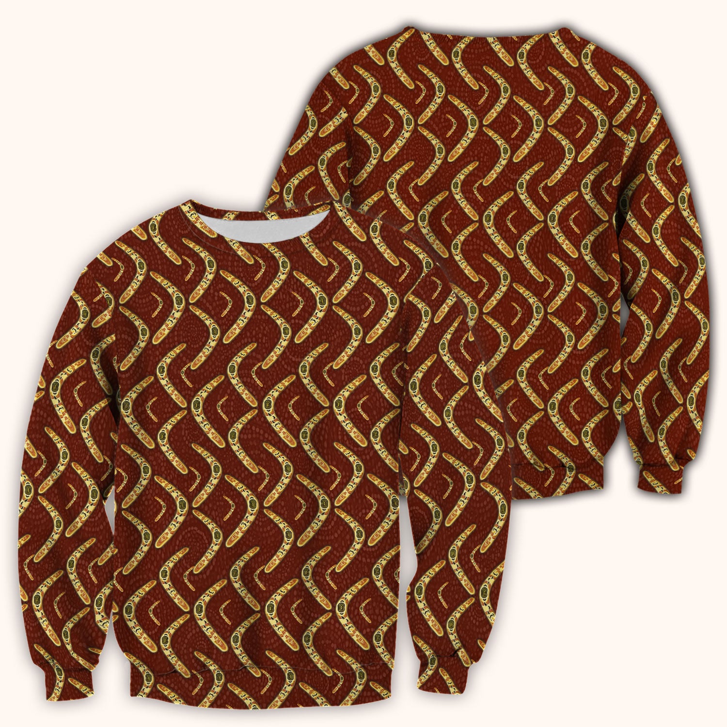 Aboriginal Boomerang Pattern Nurse Scrub Top, Breathable Fabrics Nursing Uniform