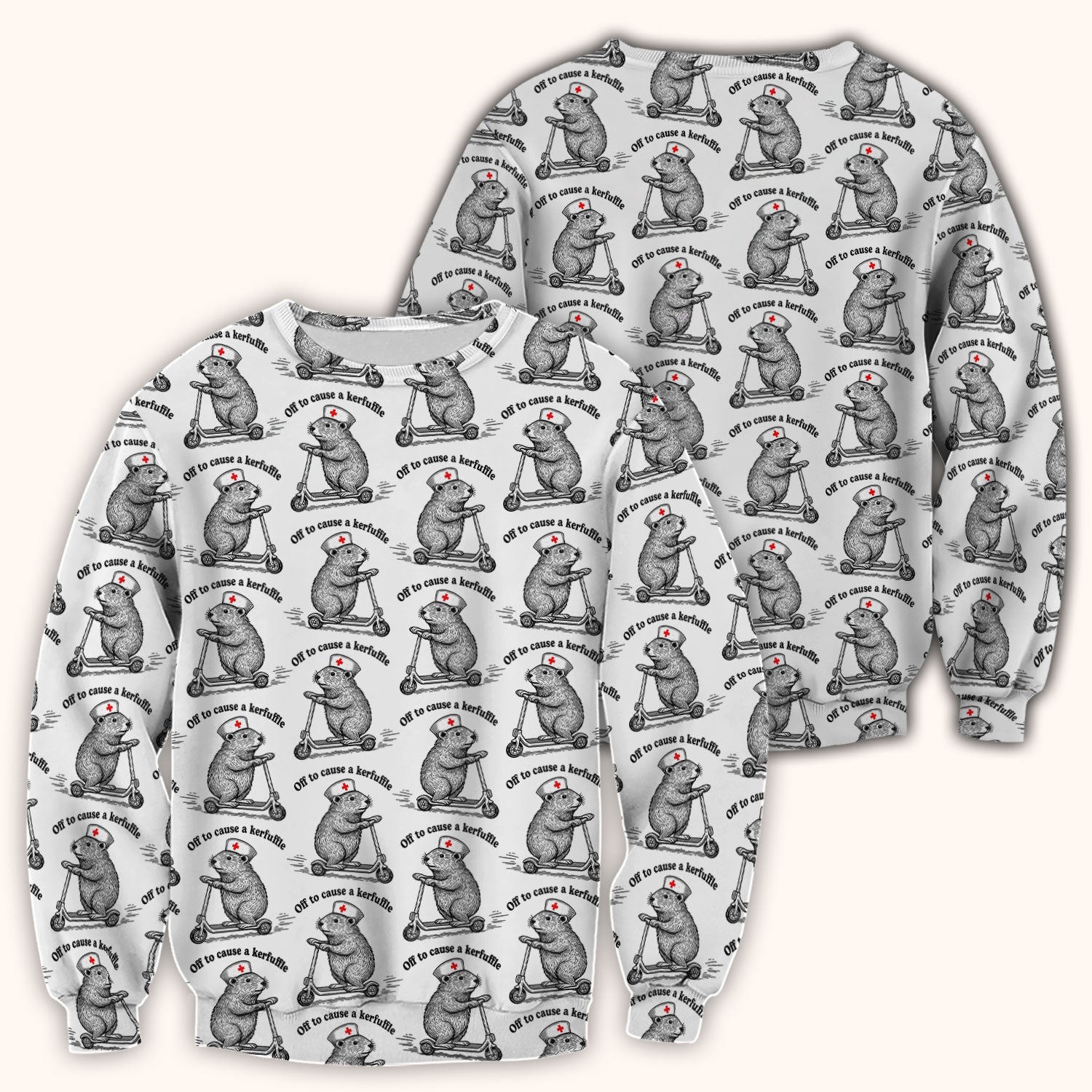 Funny Nurse Mouse Scooter Print Scrub Top, Comfortable Scrubs for Nurses