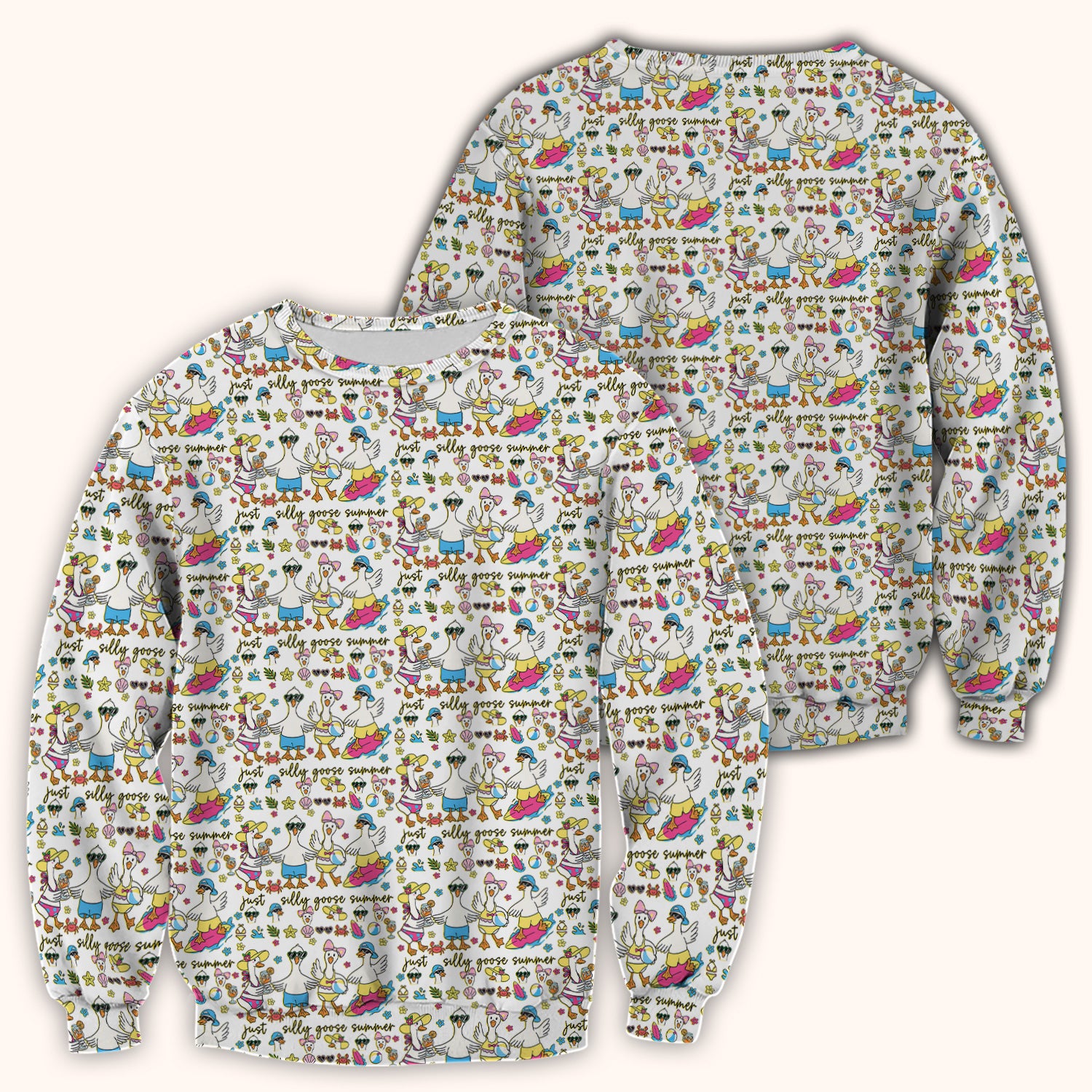 Silly Goose Summer Pattern Scrub Top, Breathable Fabrics Nursing Uniform