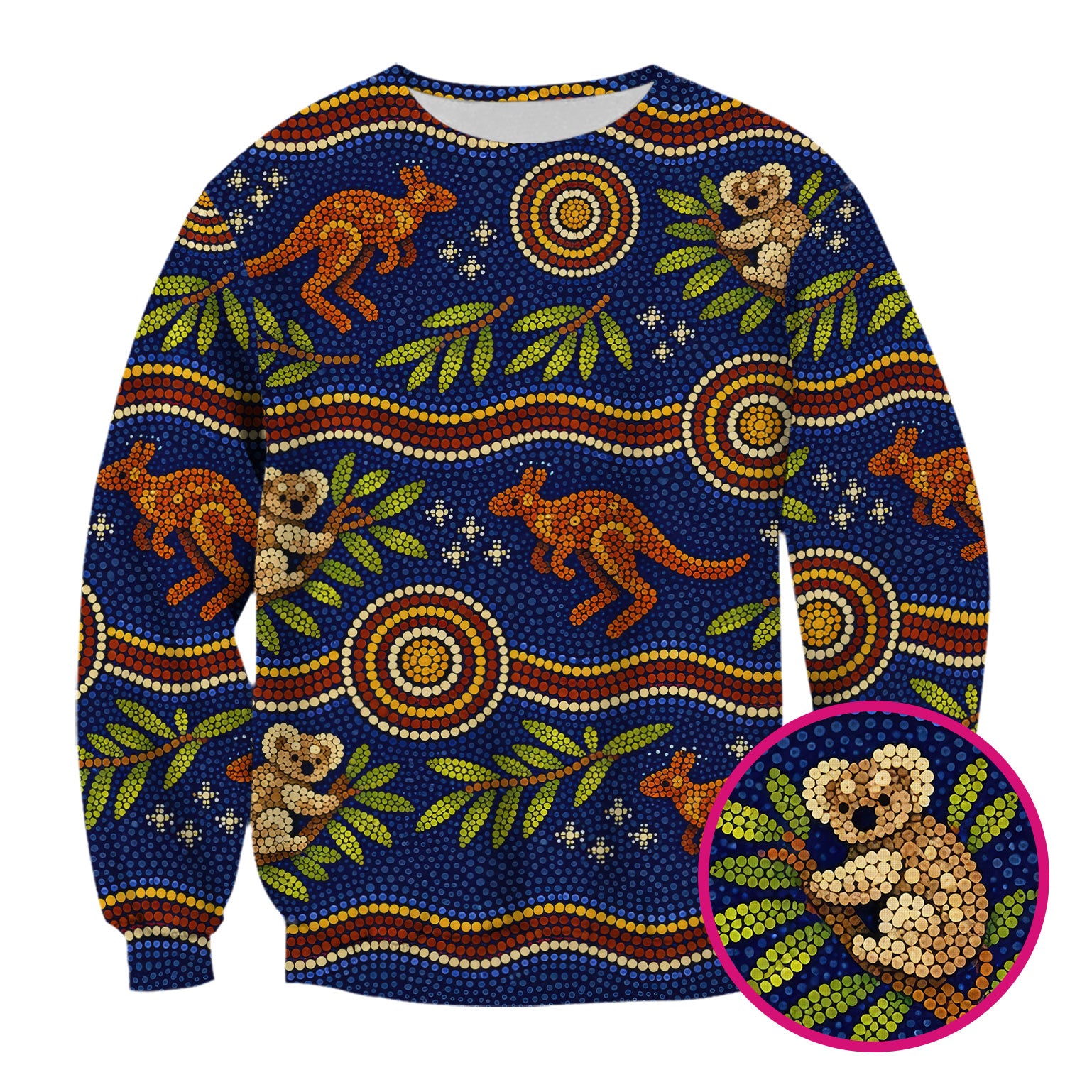 Australian Aboriginal Dot Art Scrub Top, Kangaroo ANd Koala Pattern Nurse Shirt, Breathable Fabrics Nursing Uniform