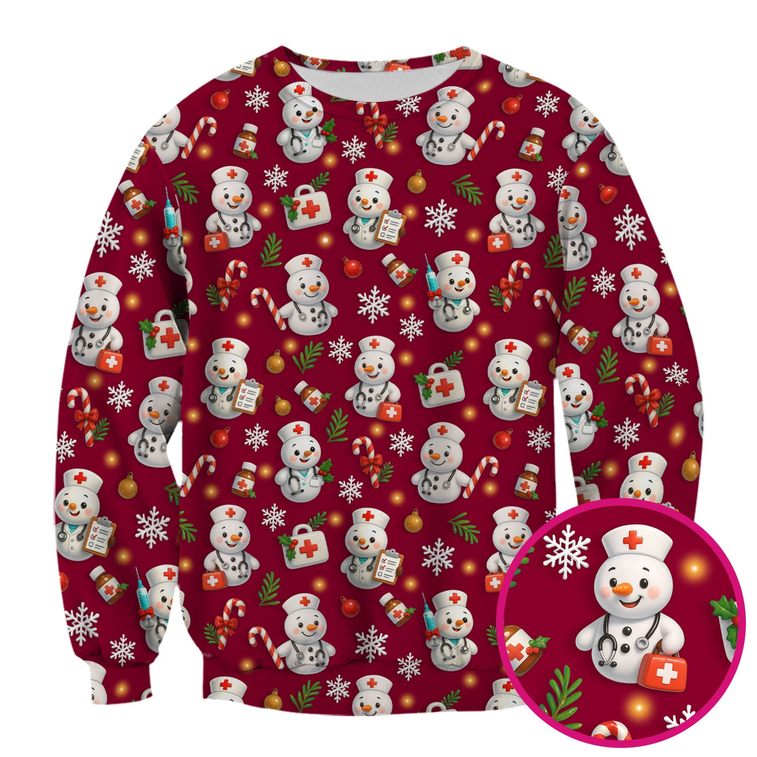 Holiday Nurse Scrub Top Christmas Design - Adorable Snowman Nursing Shirt - Cute Medical Gift for RN LPN CNA Doctors