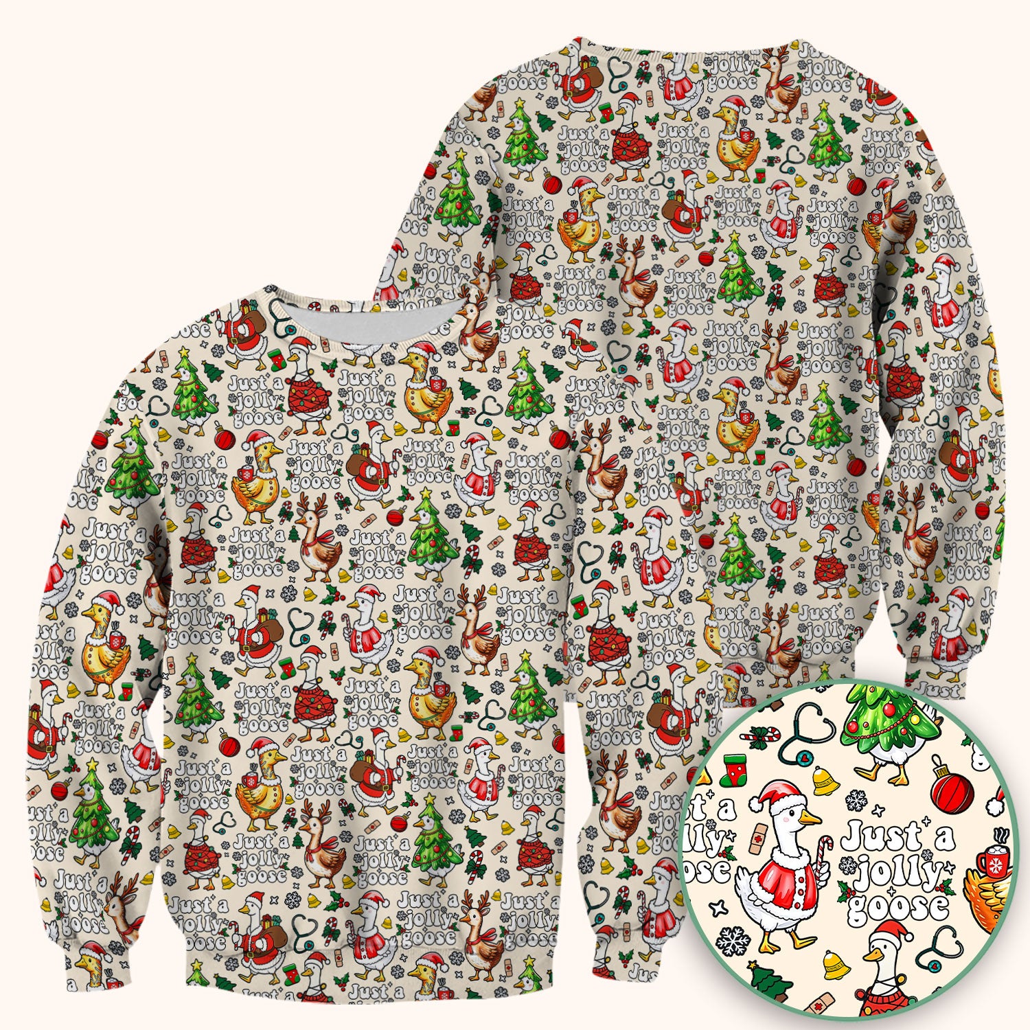 Christmas Goose Scrub Top for Nurse - Funny Jolly Holiday Medical Shirt for Women