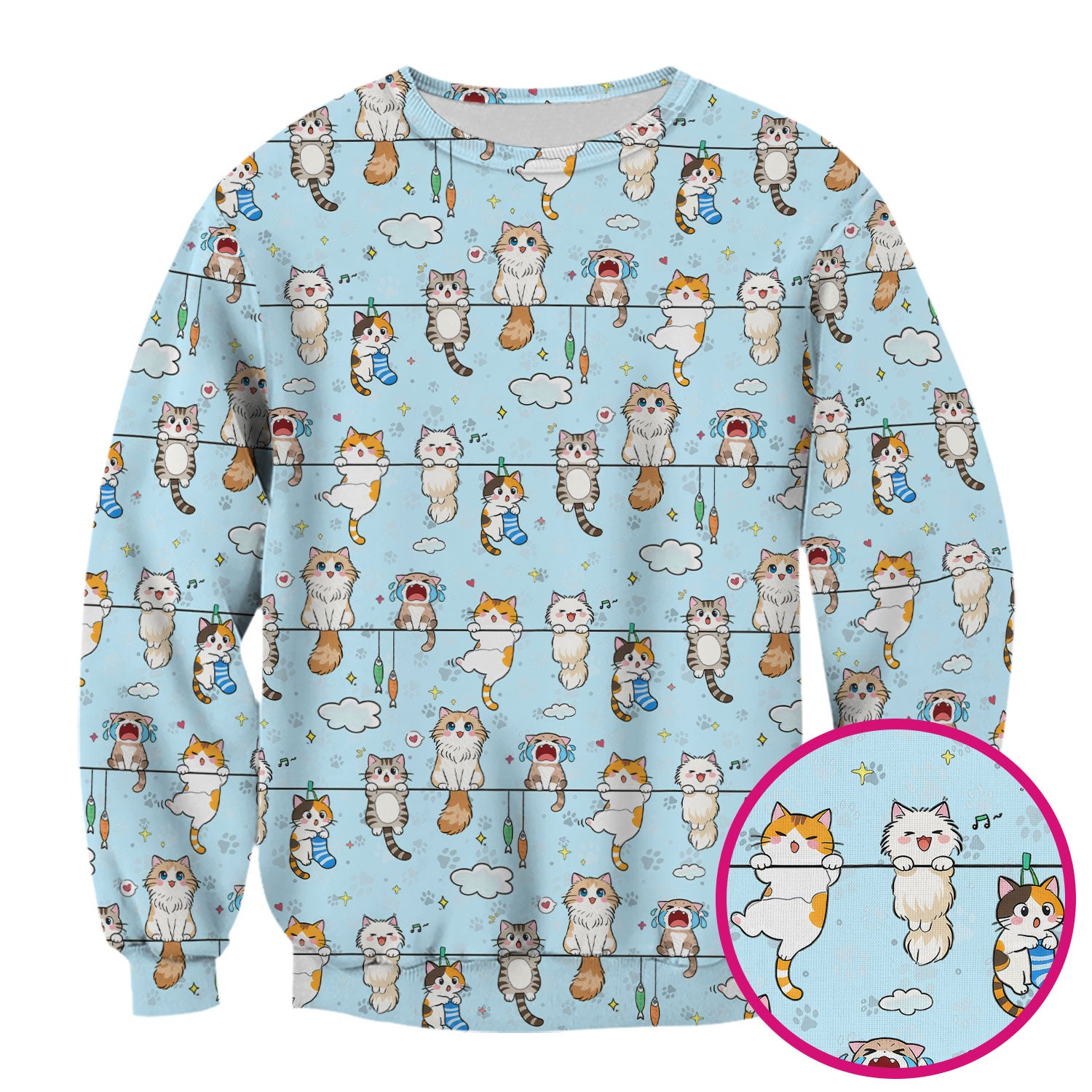 Funny Cats With Cute Expressions Pattern Scrubs Top, Comfortable Scrubs for Nurses