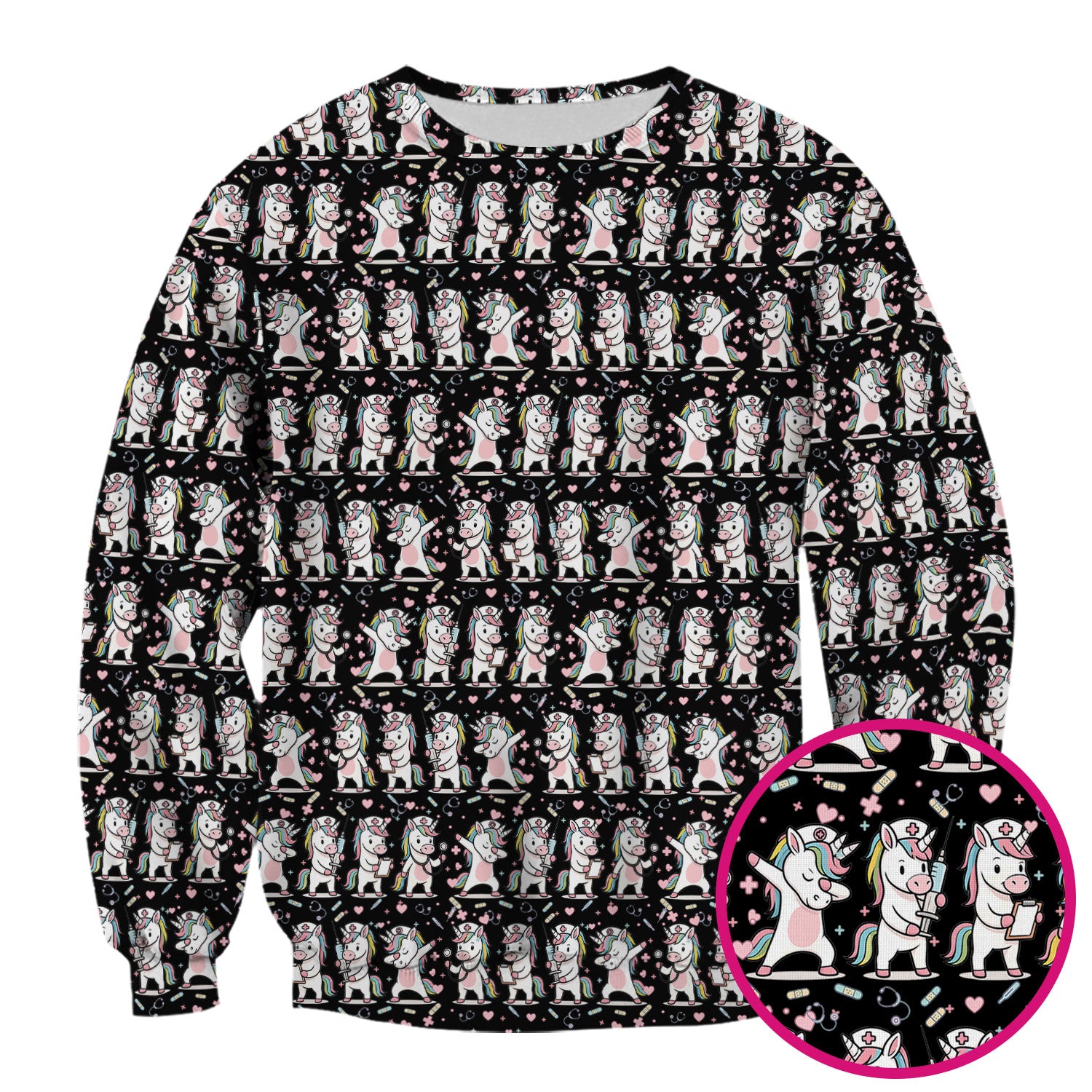 Cute Unicorn Nurse Scrub Top, Playful Medical Cartoon Nursing Shirt, Breathable Fabrics Nurse Uniform