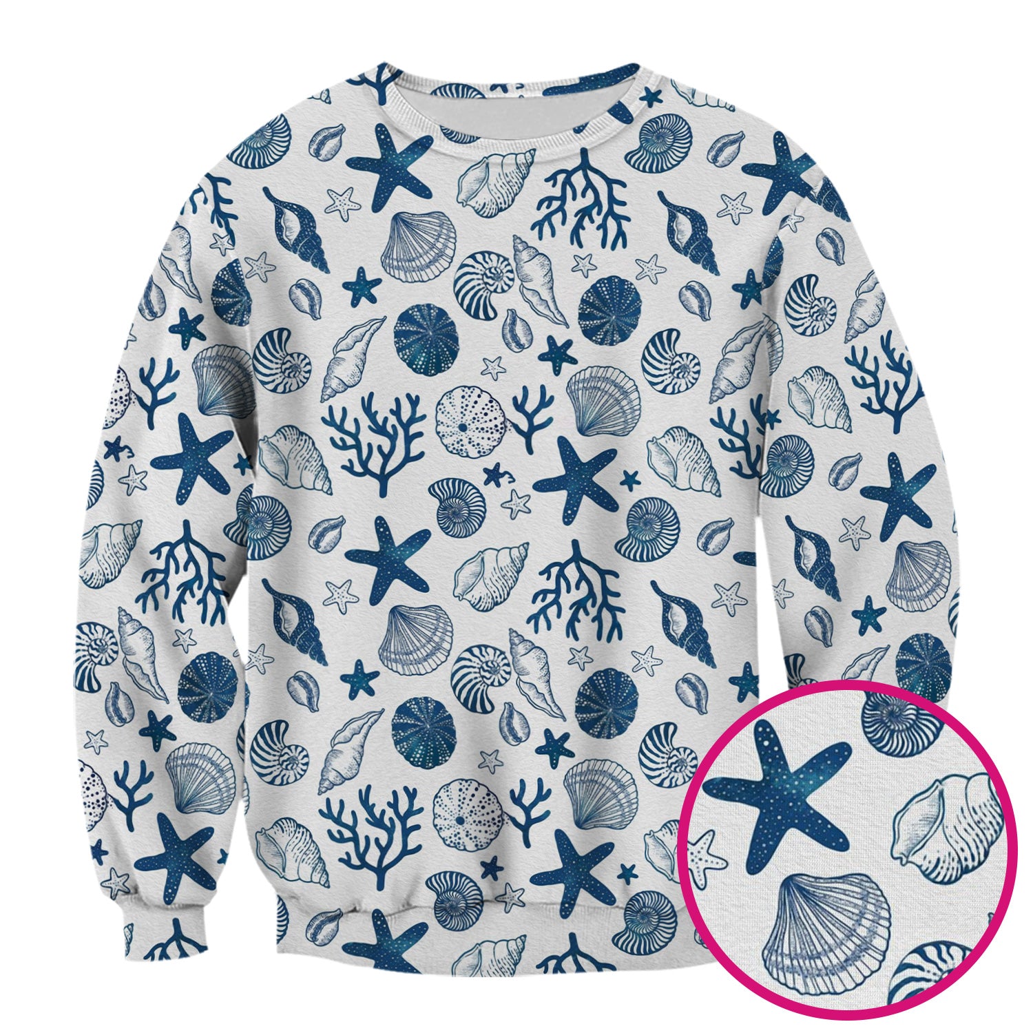 Cute Ocean Shell Starfish Pattern Scrub Top, Comfortable Scrubs for Nurses