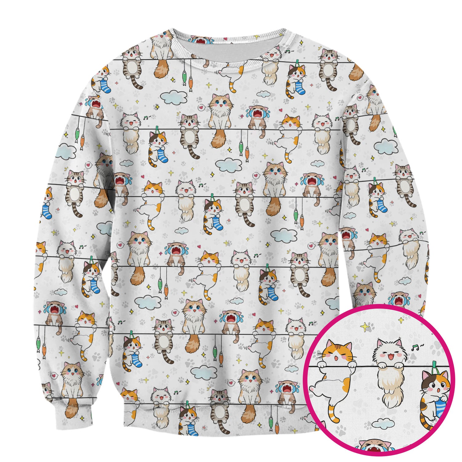 Funny Cats With Cute Expressions Pattern Scrubs Top, Comfortable Scrubs for Nurses