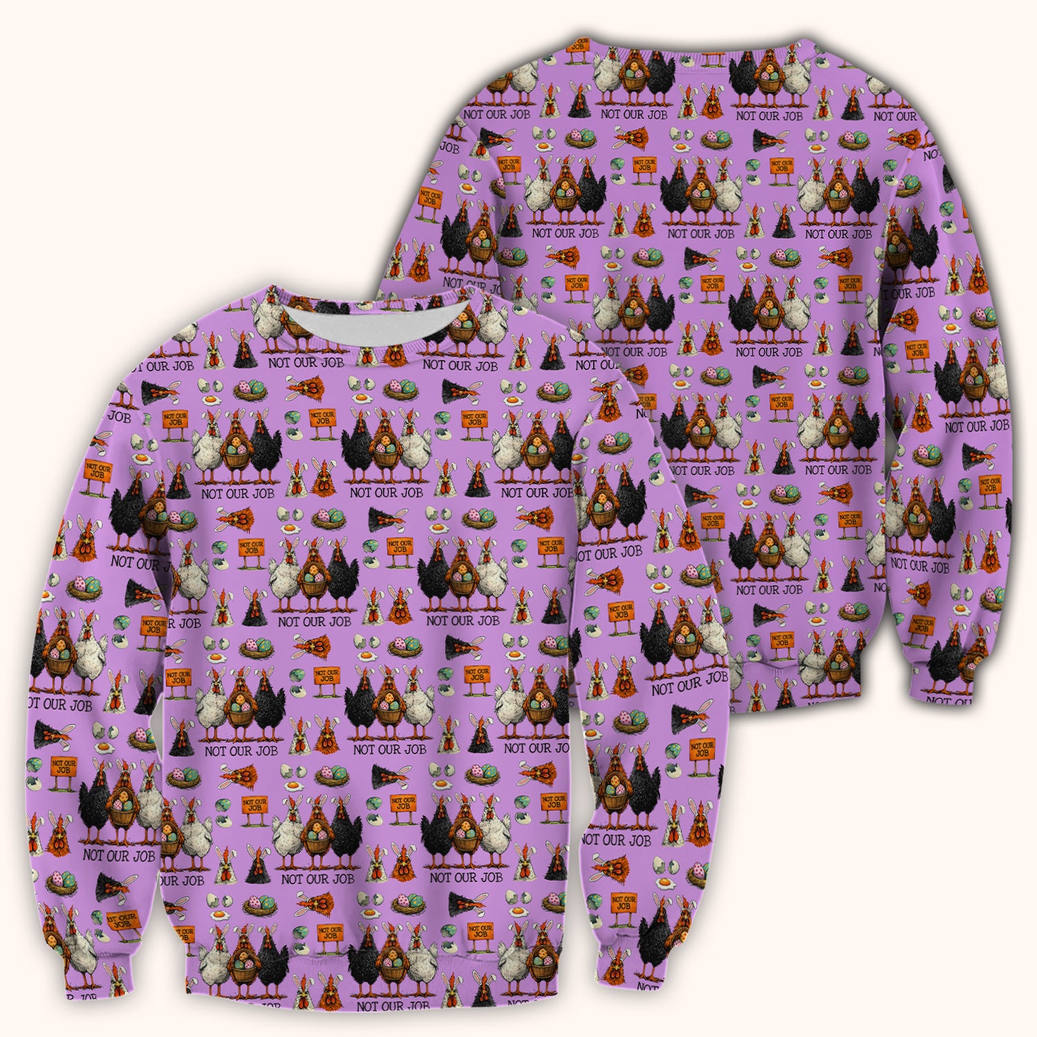 Funny Easter Chicken Humor Pattern Scrub Top, Comfortable Scrubs for Nurses
