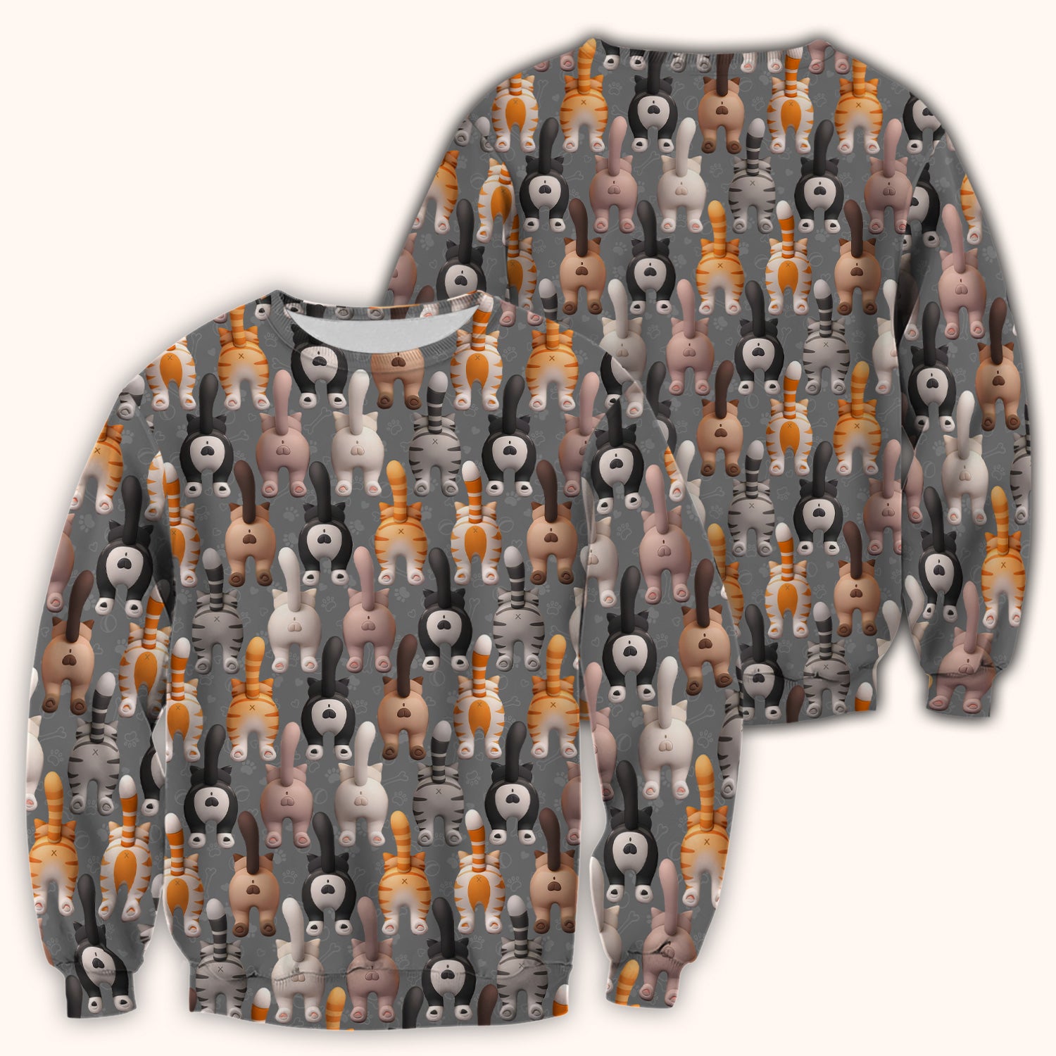 Funny Cat Butt Paw Print Pattern Scrub Top, Comfortable Scrubs for Nurses