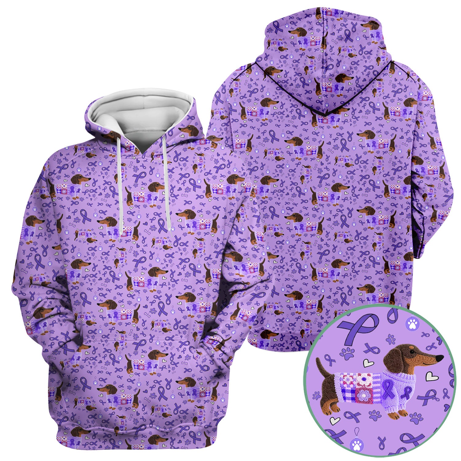 Wiener Dog Purple Ribbon Cancer Awareness Scrub - Breathable Fabrics Nursing Uniform - Comfortable Scrubs for Nurses