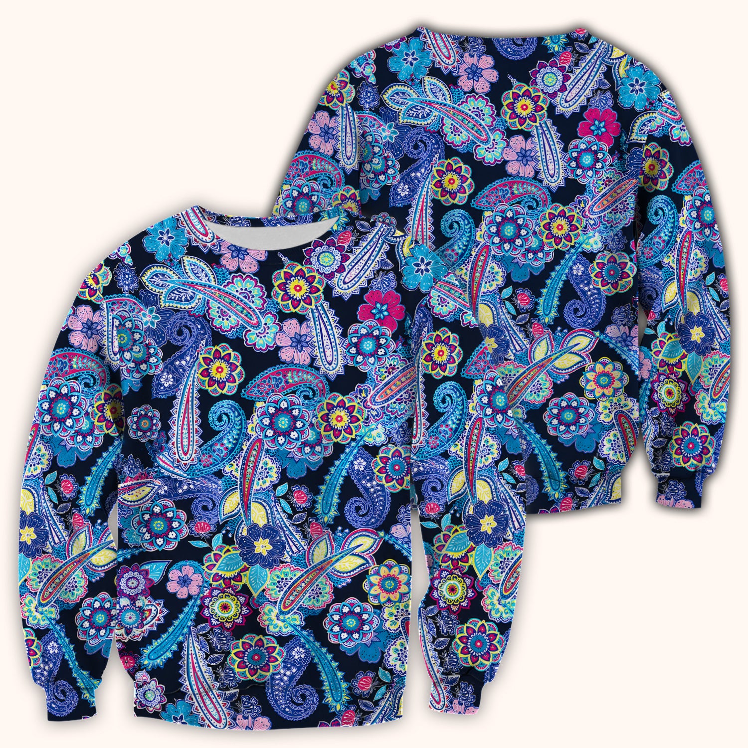 Vibrant Paisley Floral Nurse Scrub Top for RN, CNA, Healthcare Workers, Boho Uniform