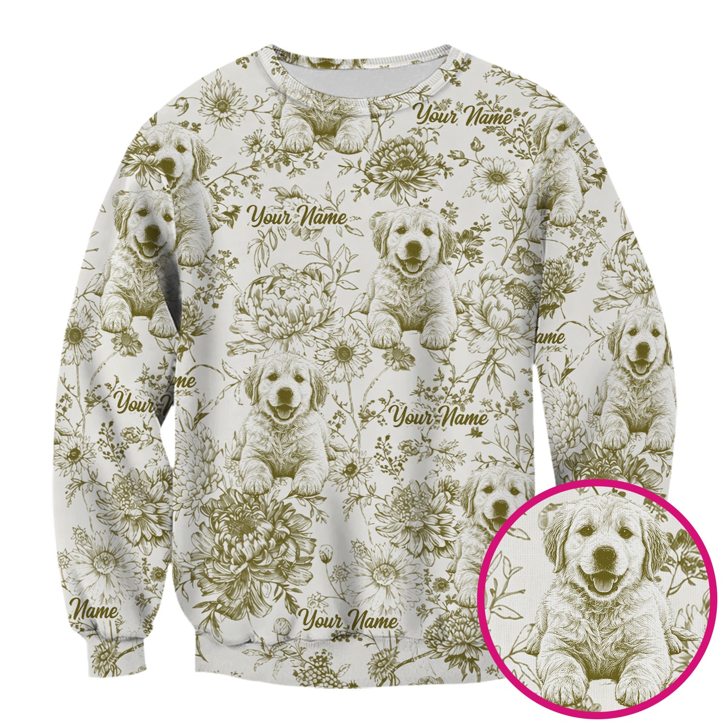 Personalized Custom Pet Photo Name Floral Pattern Scrub Top, Breathable Fabrics Nursing Uniform
