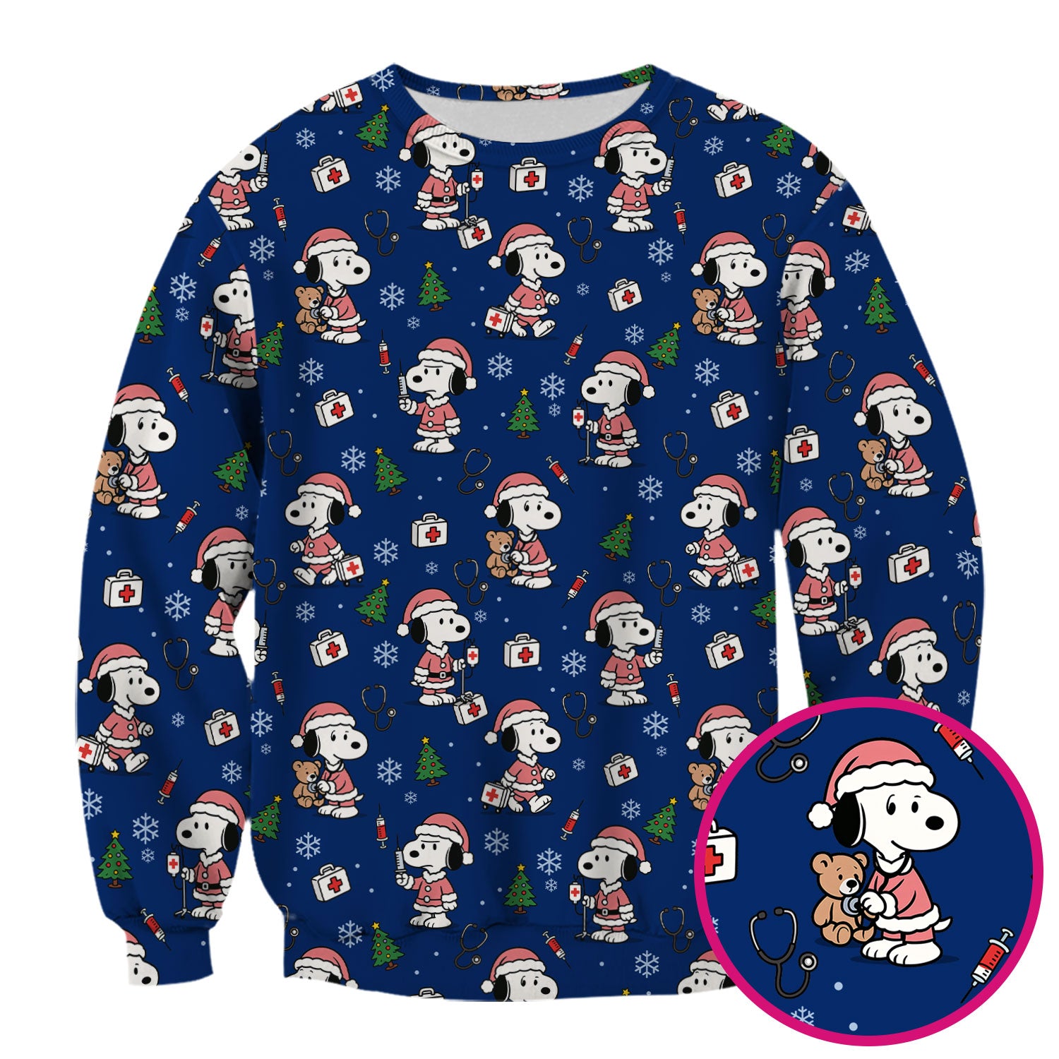 Snoopy Holiday Scrubs Top Multi Colors - Funny Xmas Nurse Shirt Women - Cute Christmas Scrub Top Gift for Healthcare Workers