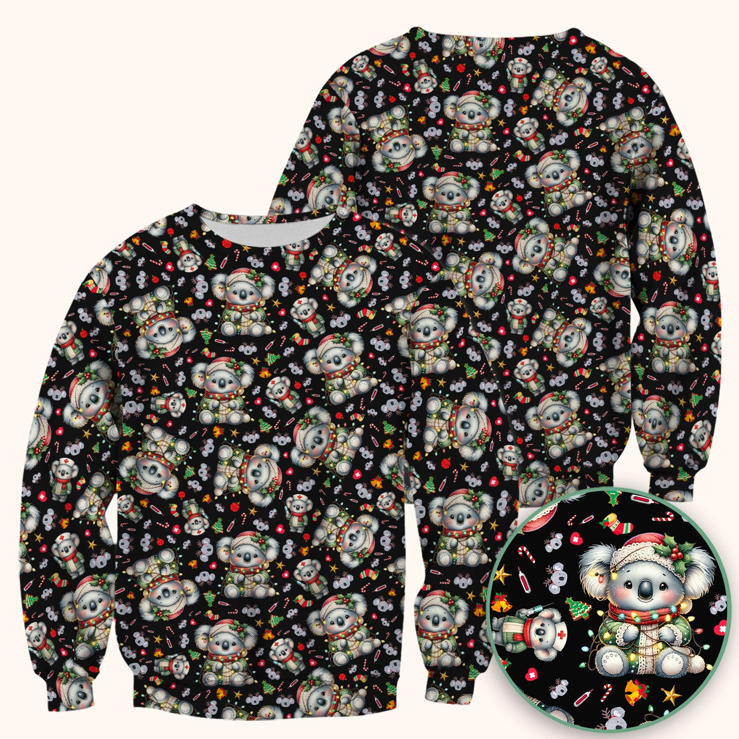 Christmas Koala Scrub Top - Cute Aussie Holiday Nurse Shirt for Women - Funny Animal Medical Uniform