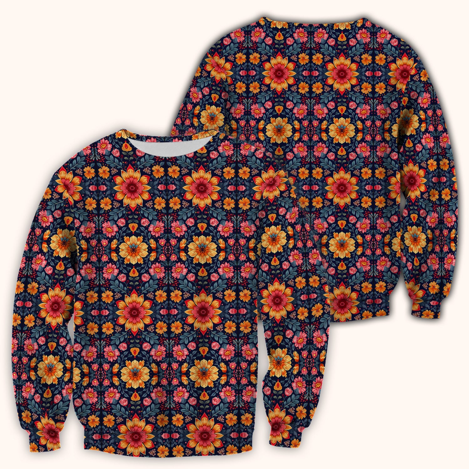 Elegant Dark Floral Pattern Scrub Top, Comfortable Scrubs for Nurses
