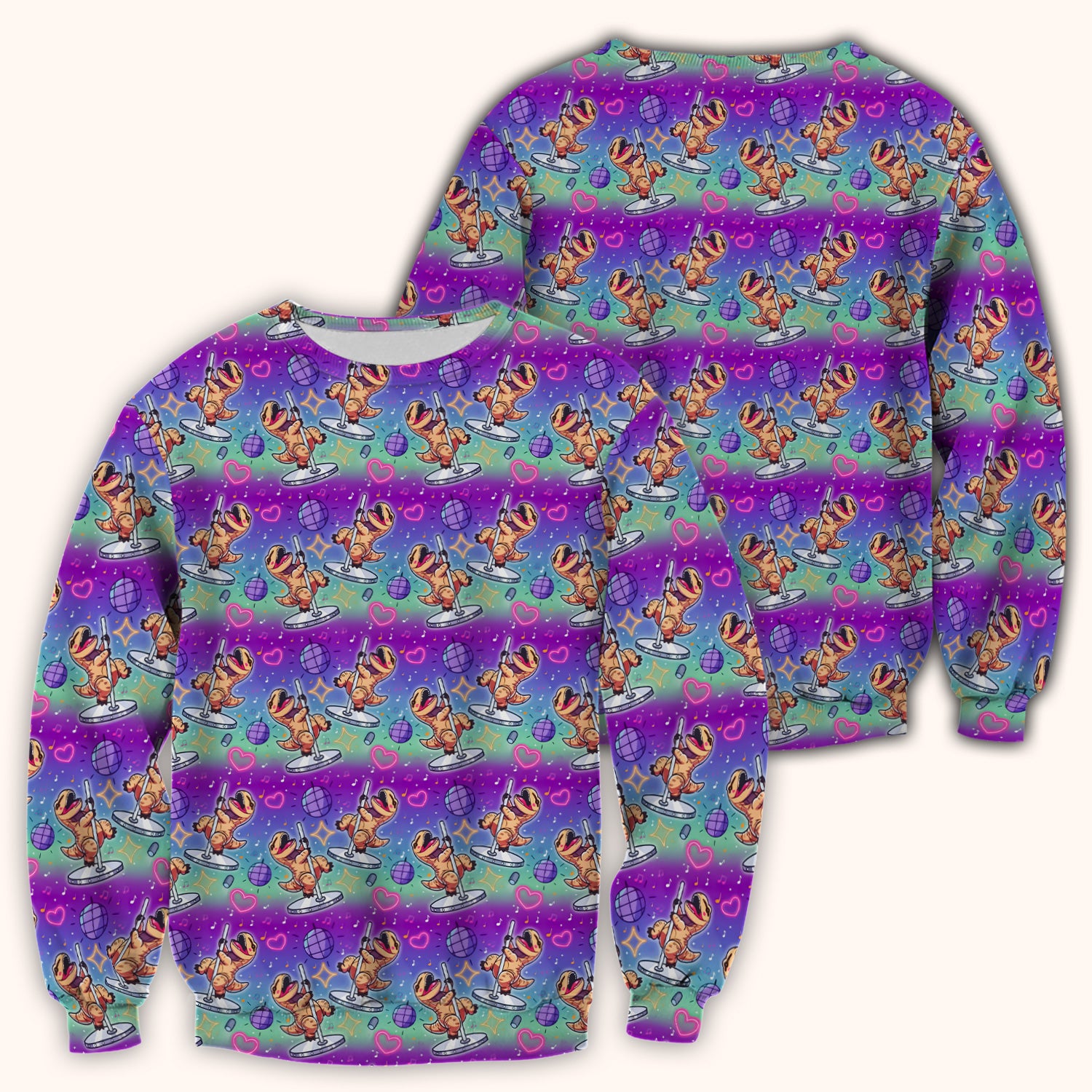 Funny Dancing Dinosaur Disco Party Pattern Nurse Scrub Top, Comfortable Scrubs for Nurses