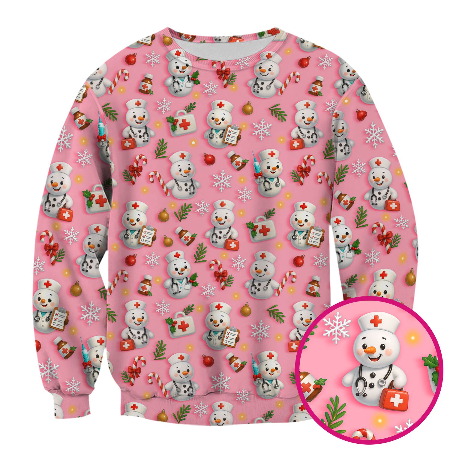 Christmas Nurse Scrub Top for Women - Cute Snowman Medical Uniform - Funny Holiday Nursing Shirt Gift for RN LPN CNA