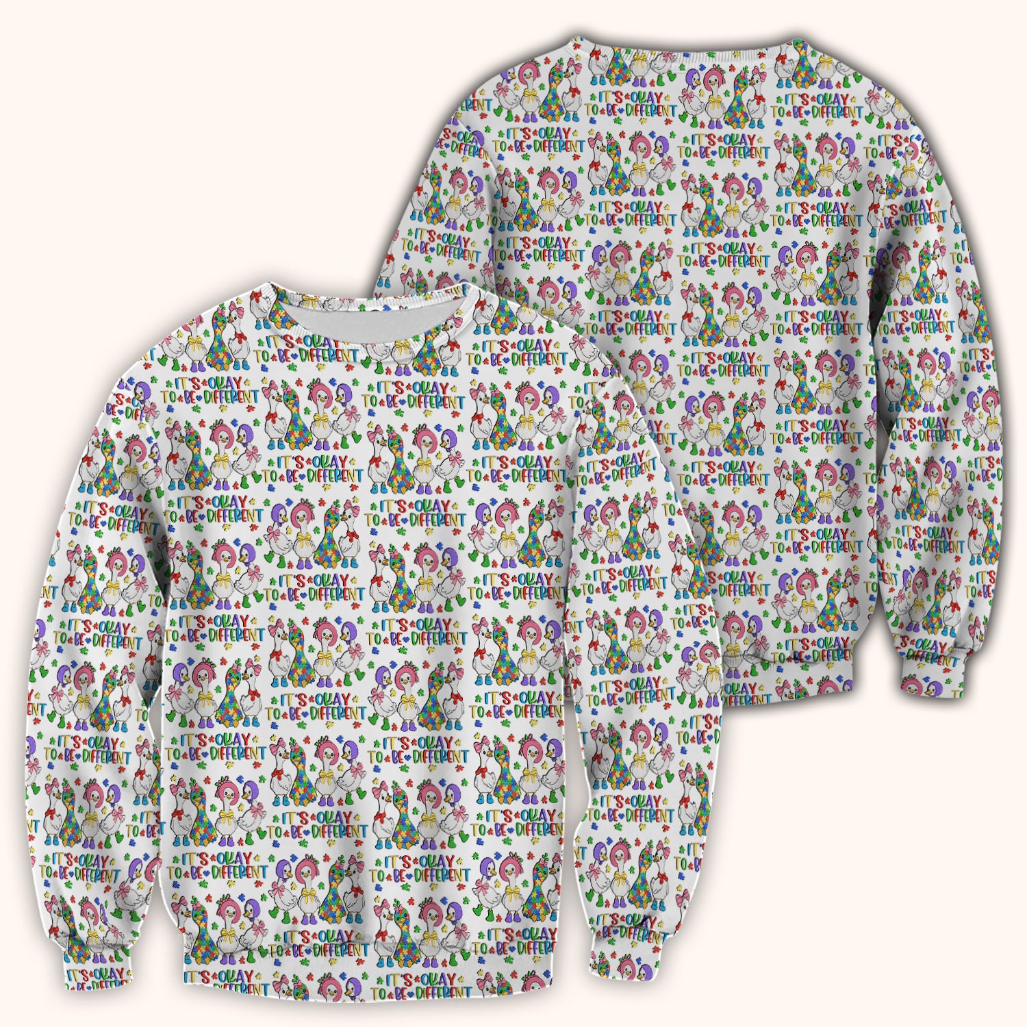 It’s Okay To Be Different Duck Pattern Scrub Top, Comfortable Scrubs For Nurses