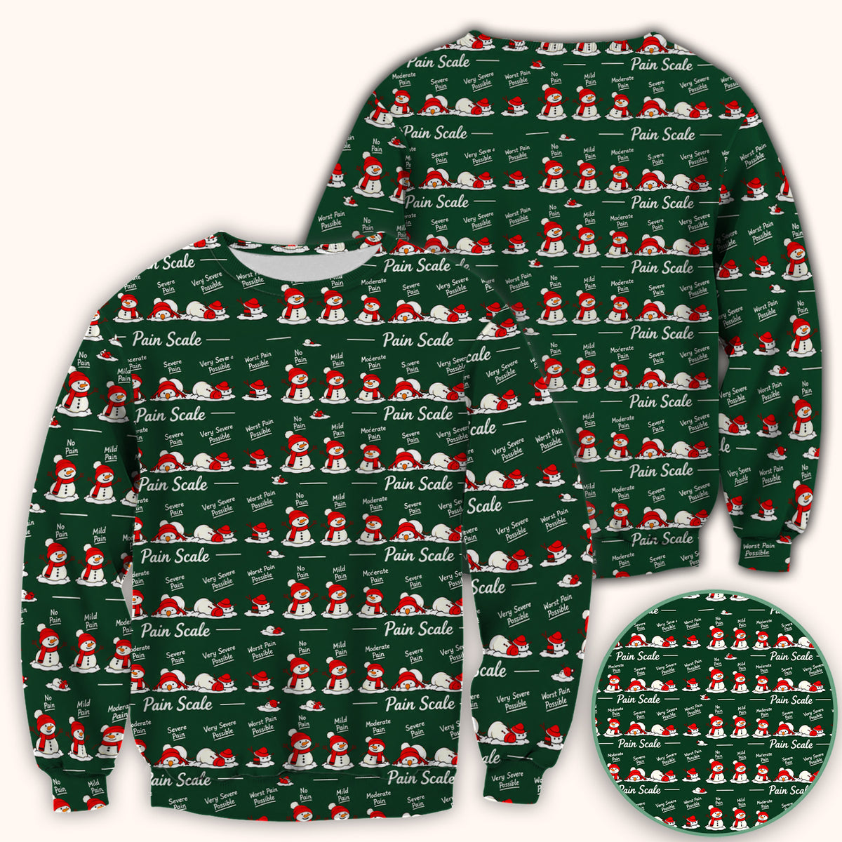 Funny Christmas Snowman Pain Scale Scrub Top, Comfortable Scrubs for Nurses