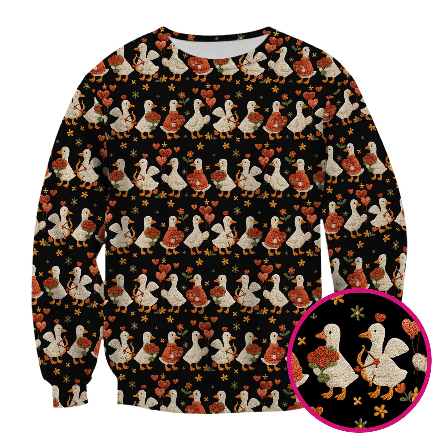 Cute Goose Nurse Scrub Top, Valentine Farm Medical Pattern Shirt, Breathable Fabrics Nursing Uniform