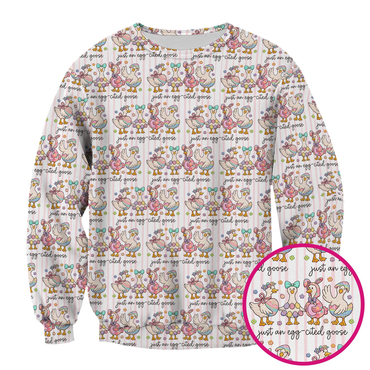 Cute Easter Goose Egg Pattern Scrubs Top, Breathable Fabrics Nursing Uniform