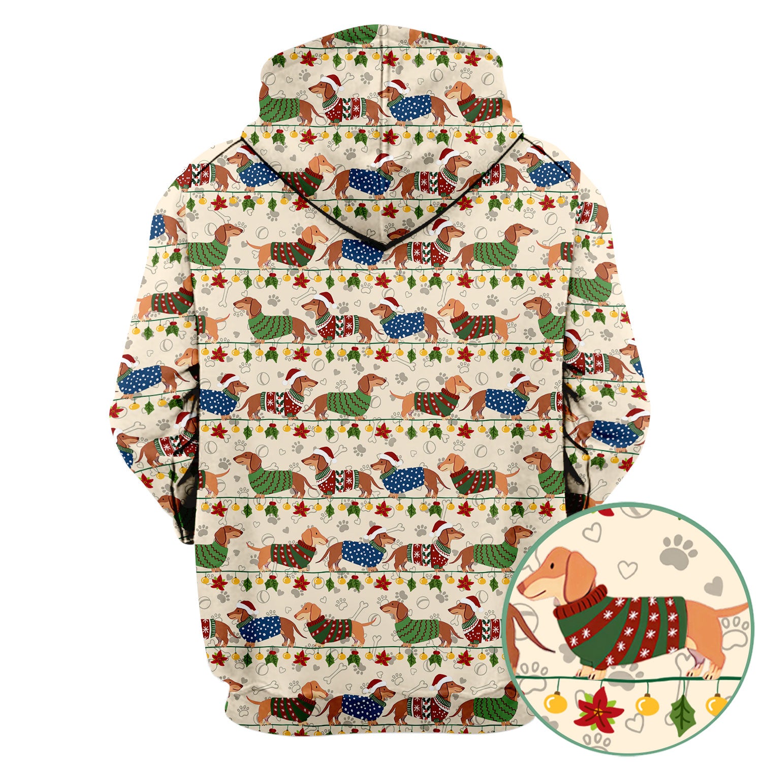 Christmas Dachshund Scrub Top - Cute Dog Print Scrubs for Women, Men Multi Color - Holiday Scrub Shirt Gift for Nurse, CNA, RN, Doctor