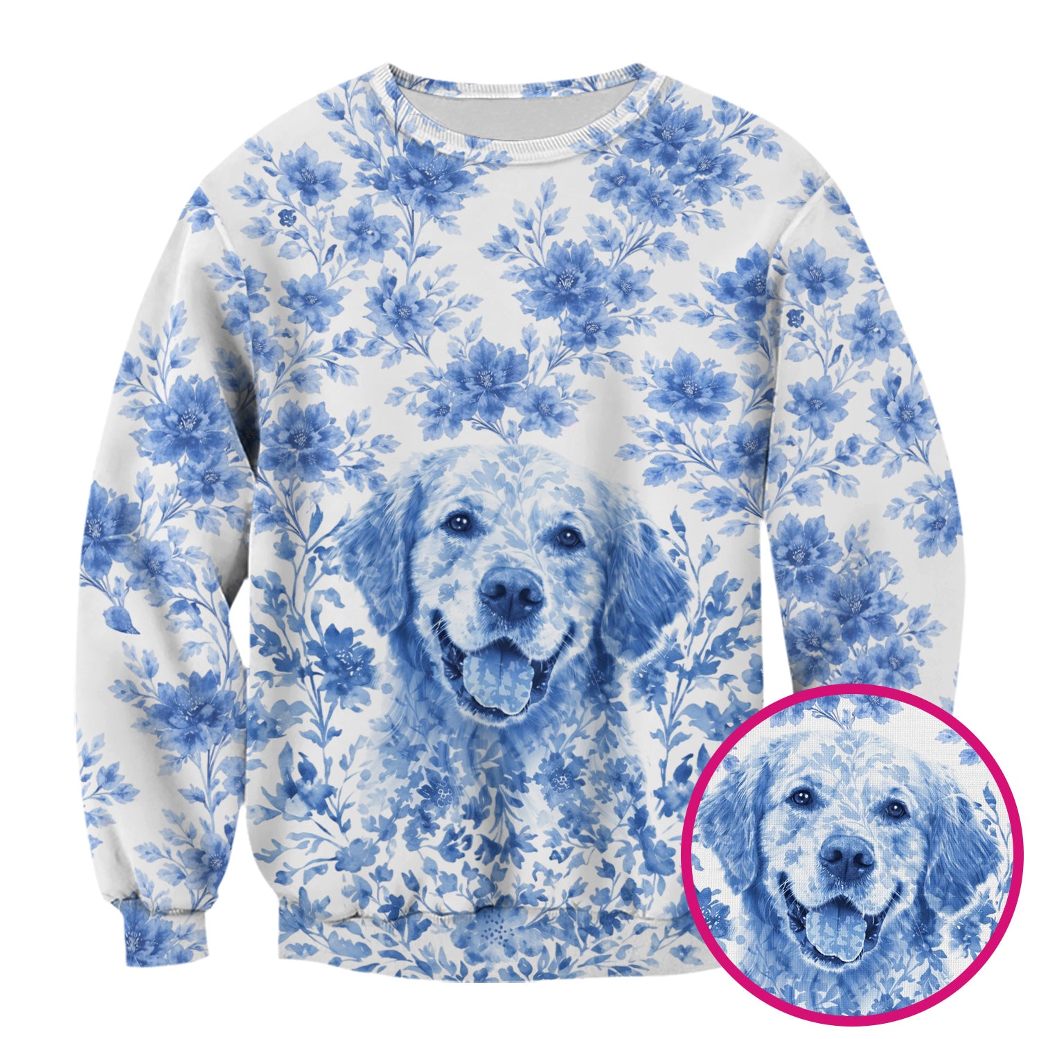 Personalized Pet Photo Floral Scrub Top, Breathable Fabrics Nursing Uniform