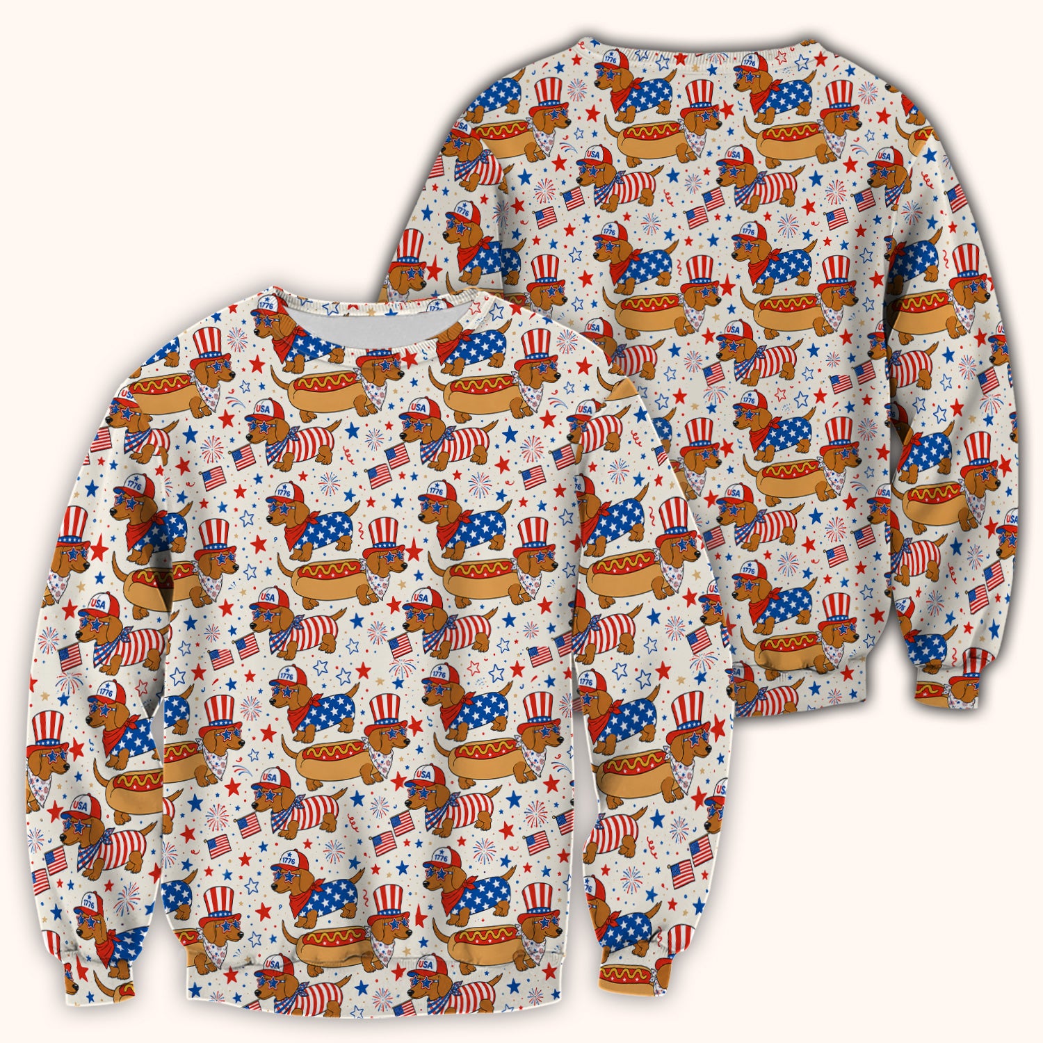 Patriotic Dachshund Fourth Of July Scrub Top, Comfortable Scrubs for Nurses