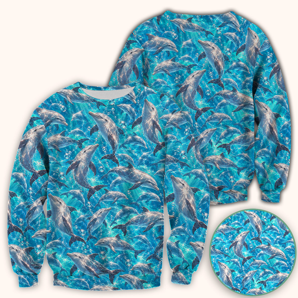 Blue Ocean Dolphin Pattern Scrub Top, Comfortable Scrubs for Nurses