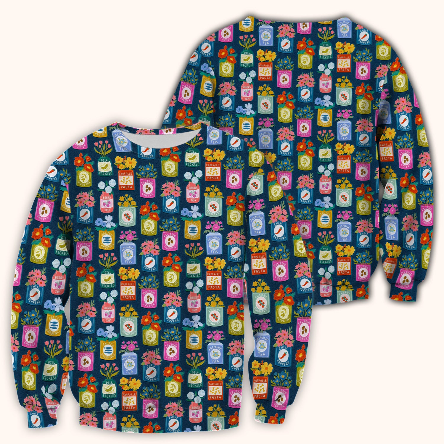 Colorful Pantry Jars Flowers Pattern Scrubs Top, Comfortable Scrubs for Nurses