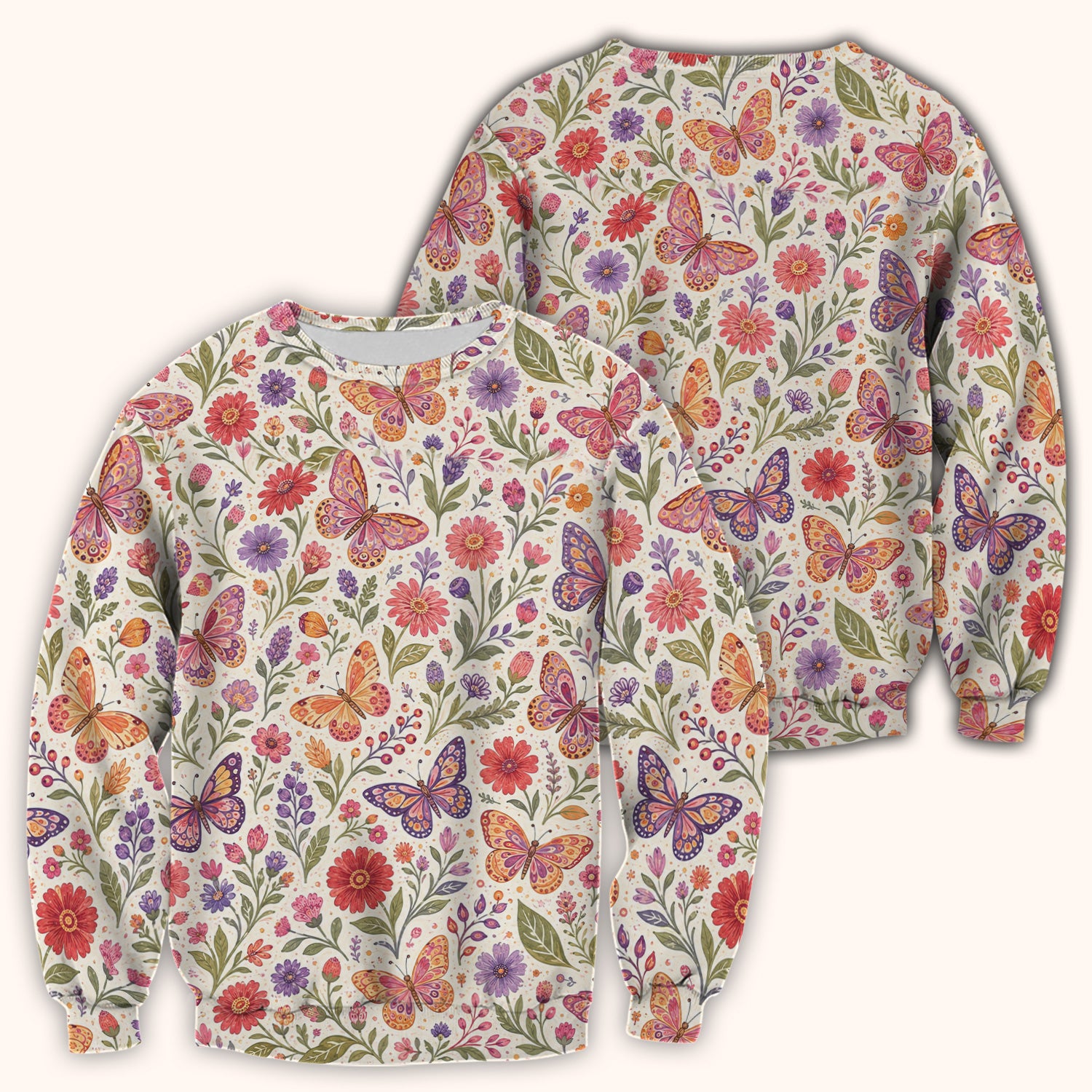 Floral Butterfly Pediatric Nurse Pattern Scrub Top, Comfortable Scrubs for Nurses